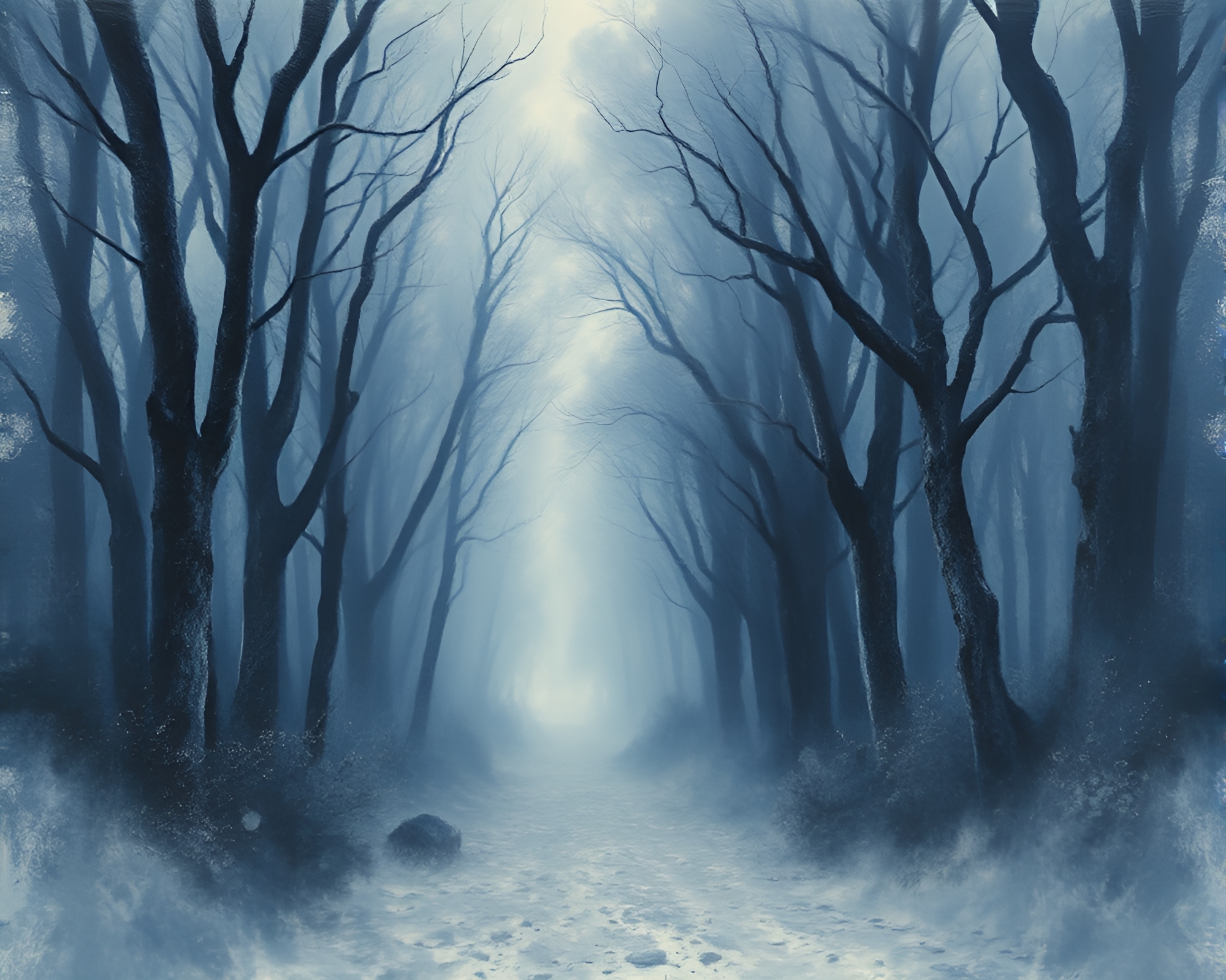 Enchanted Ancient Grove: A Monochrome Impasto Masterpiece – free AI stock image
