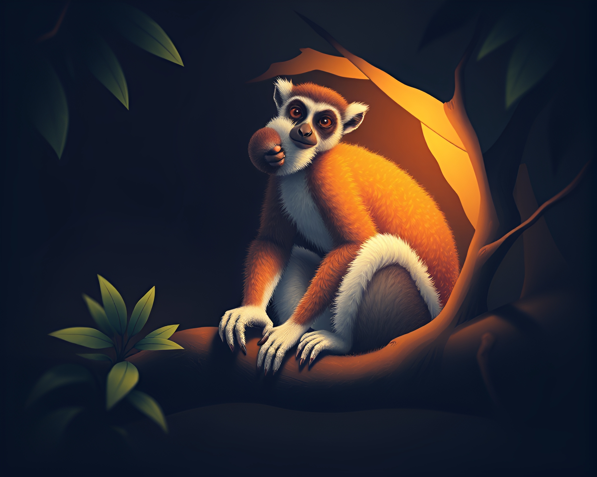 Isometric Lemur in Negative Space Ambient Occlusion Illustration – free AI stock image