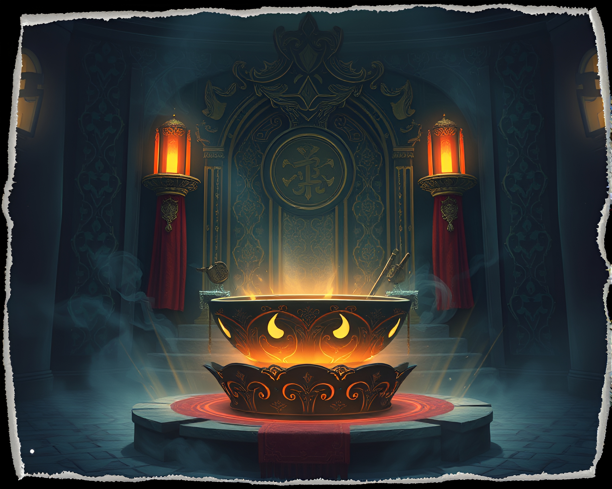 Ethereal Ramen Feast in Mysterious Throne Room – free AI stock image