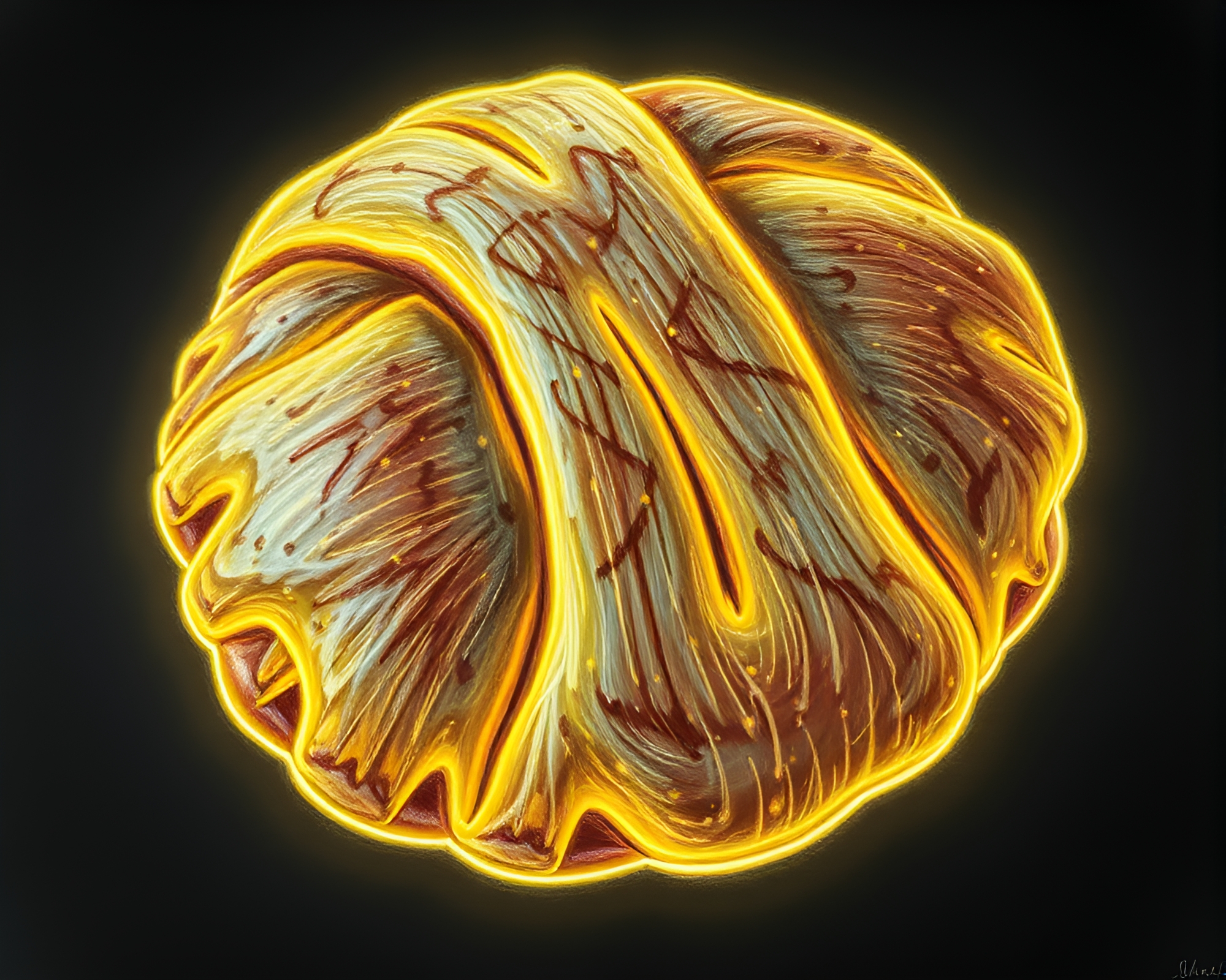 Fluorescent Glow Croissant Chalk Drawing Bird’s Eye View – free AI stock image