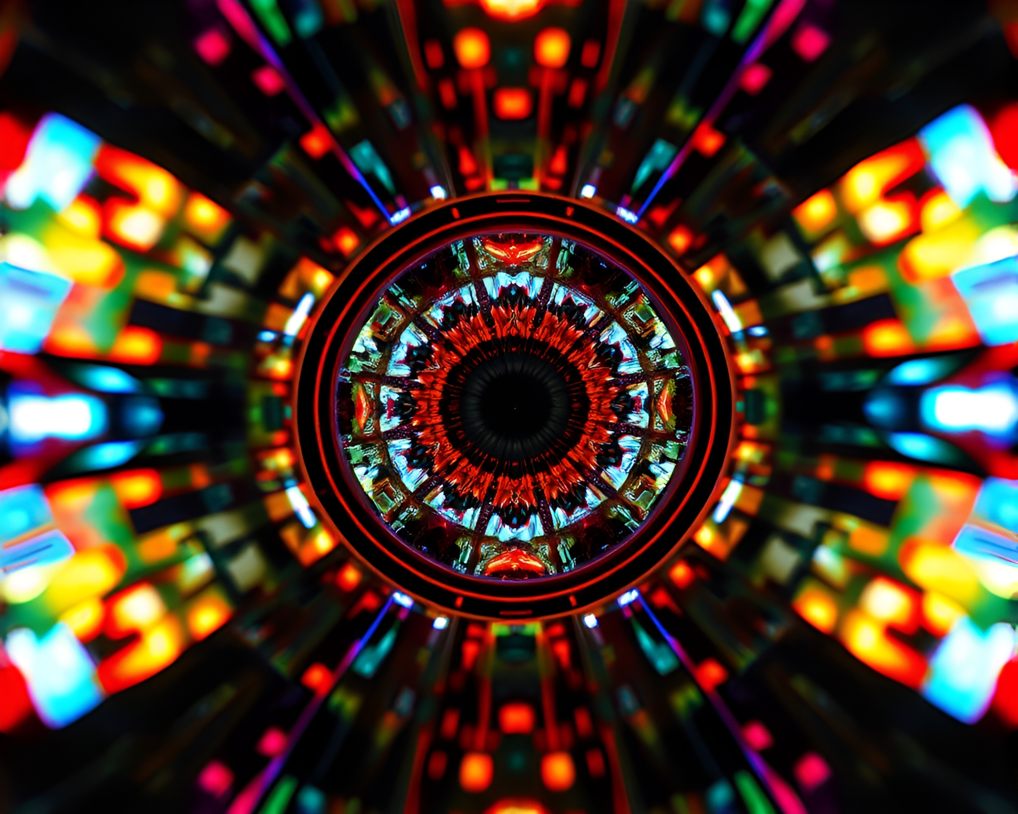 Cello hologram in kaleidoscope lens distortion – free AI stock image