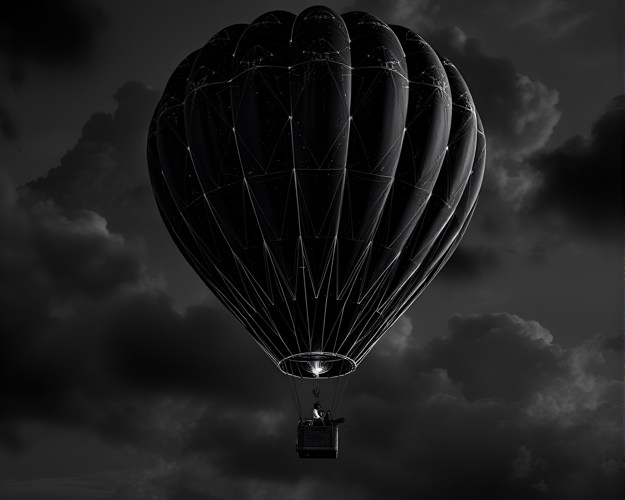 Ethereal Hot Air Balloon at Night – free AI stock image