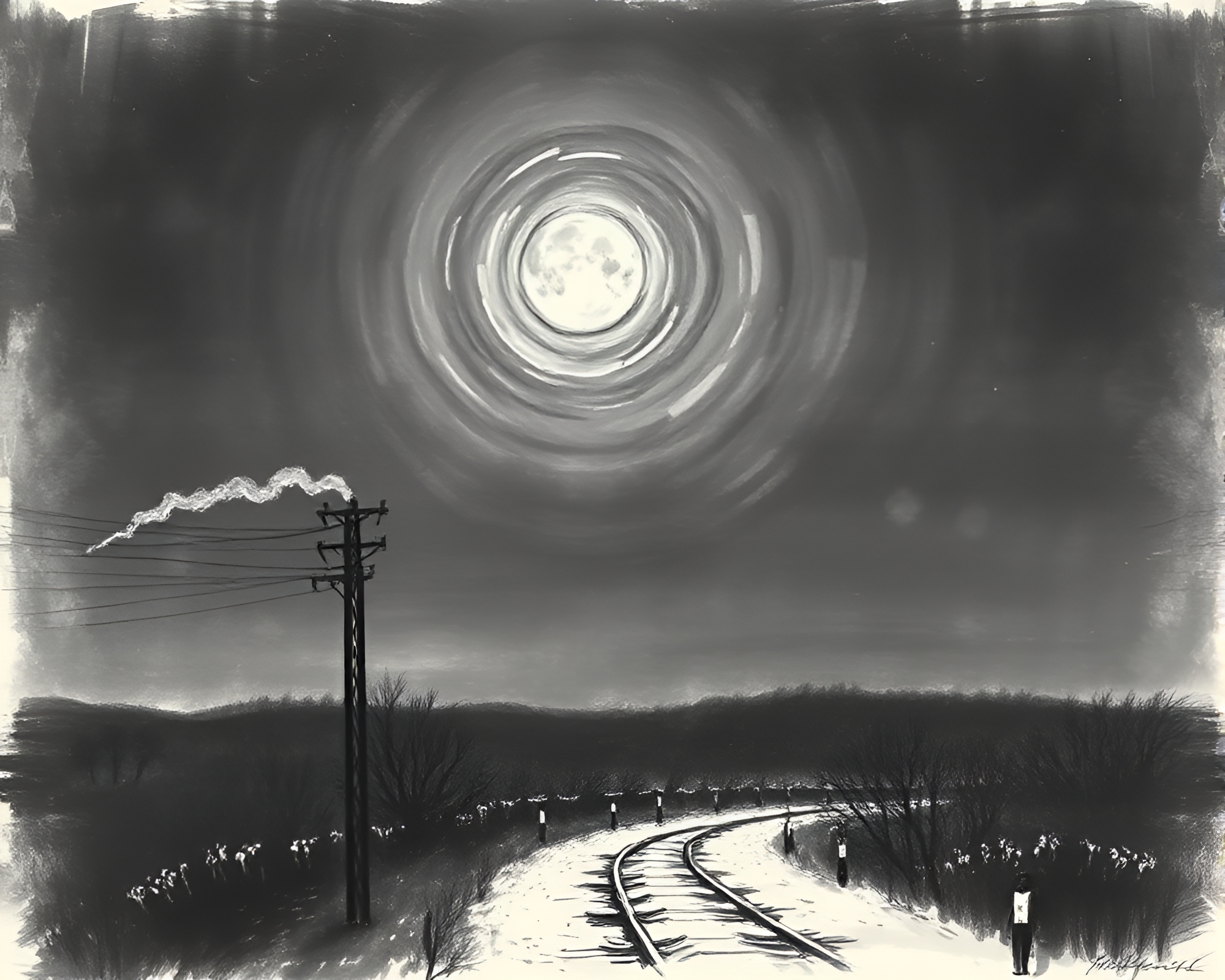 Moonlit Morse Code Telegraph Sketch – free AI stock image
