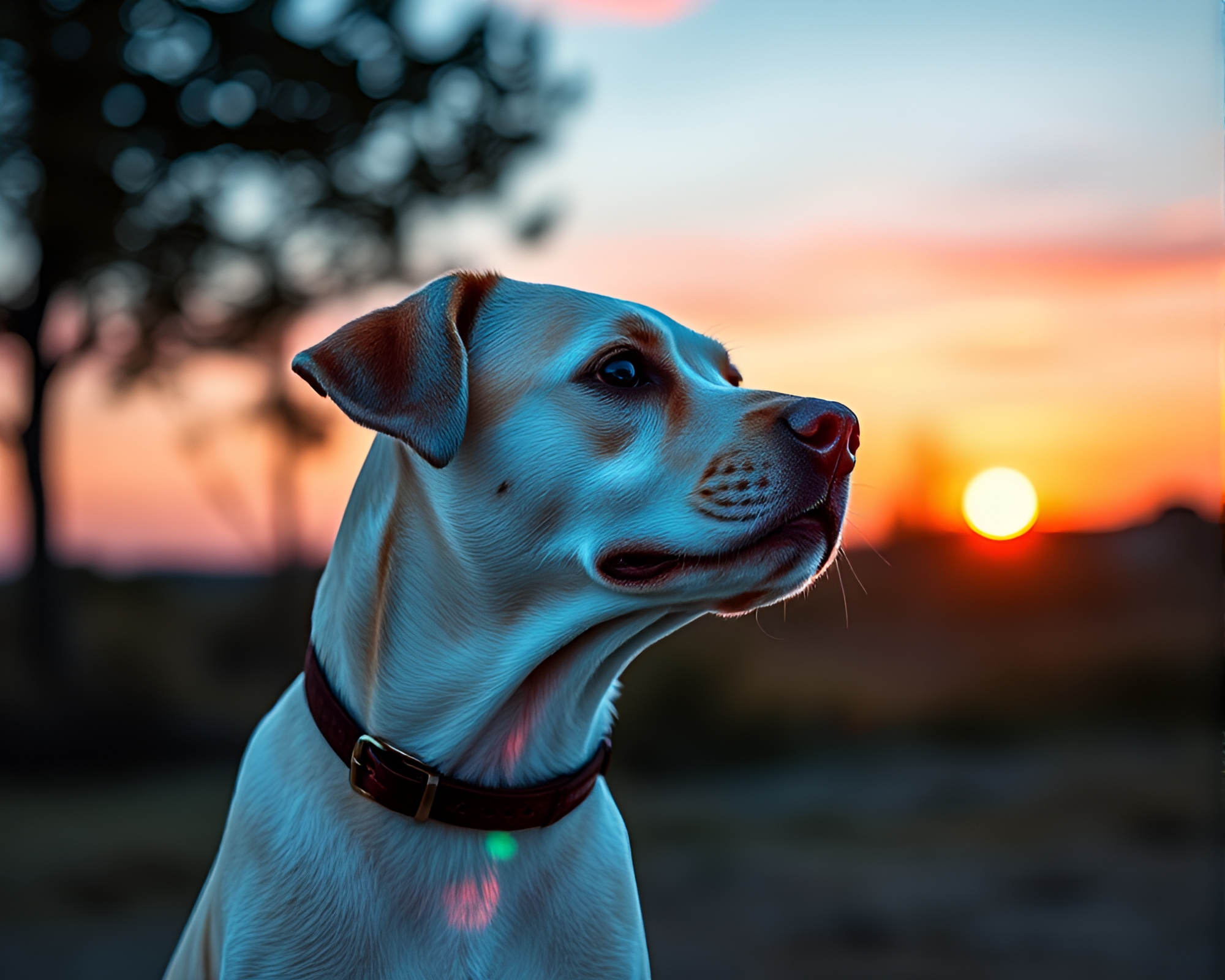 Holographic Pet at Sunrise Collage – free AI stock image