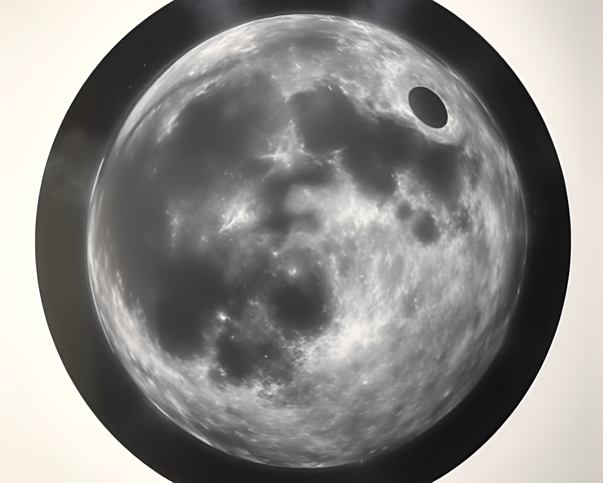 Fisheye Glass Orb: Lunar Grayscale Mural Painting – free AI stock image