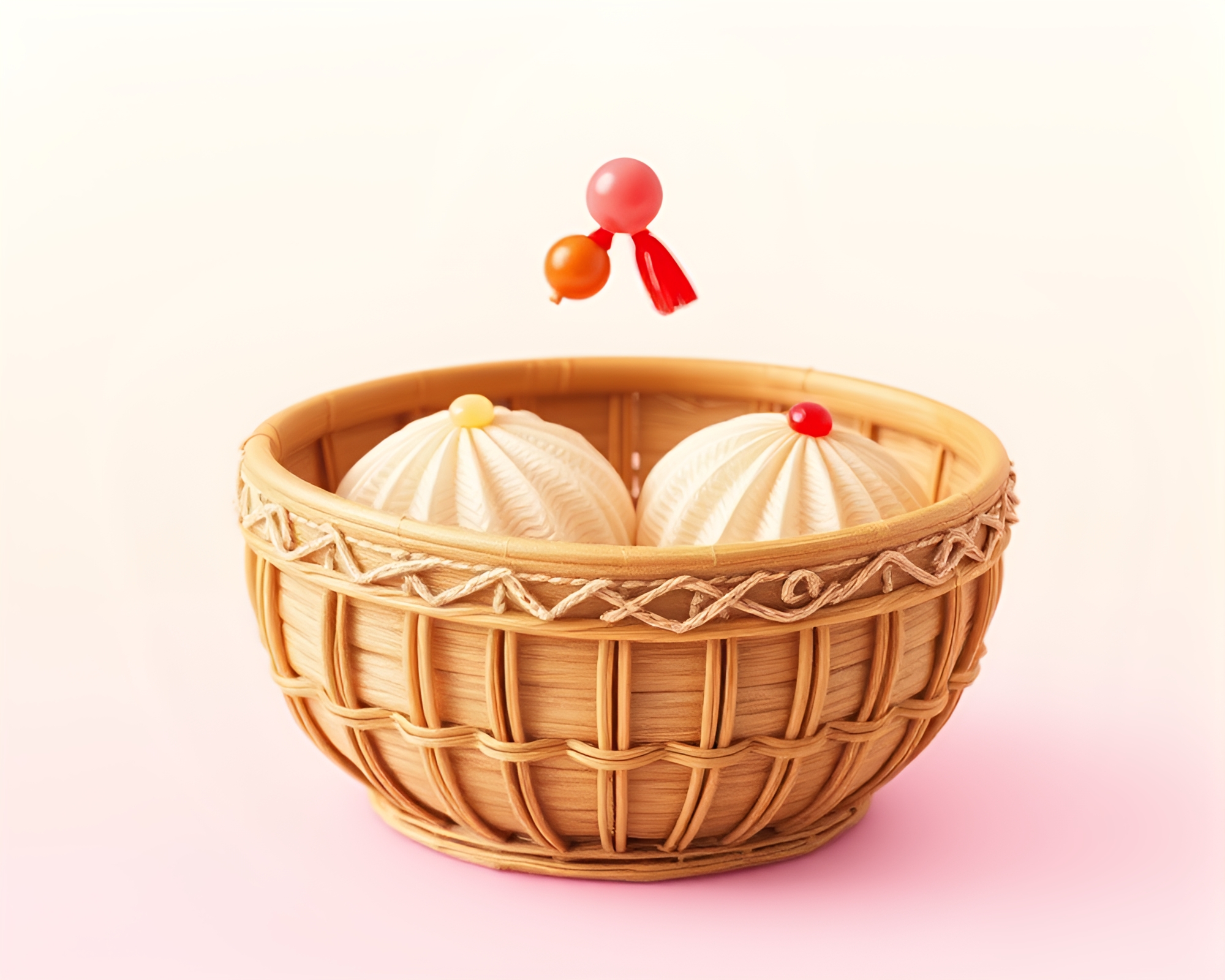 Ethereal Dim Sum Basket Beadwork Composition – free AI stock image