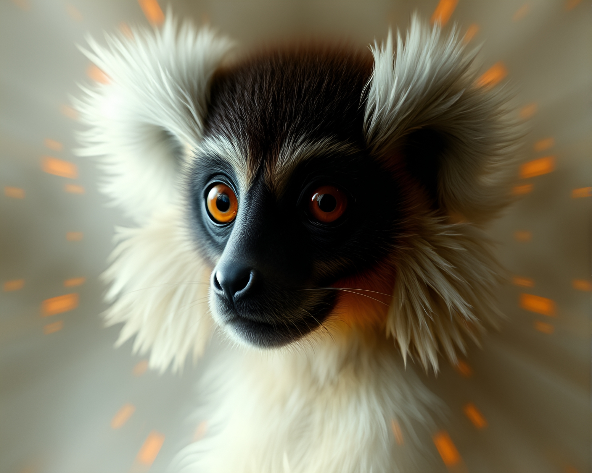 Lemur’s Fractal Journey in CRT Flicker – free AI stock image