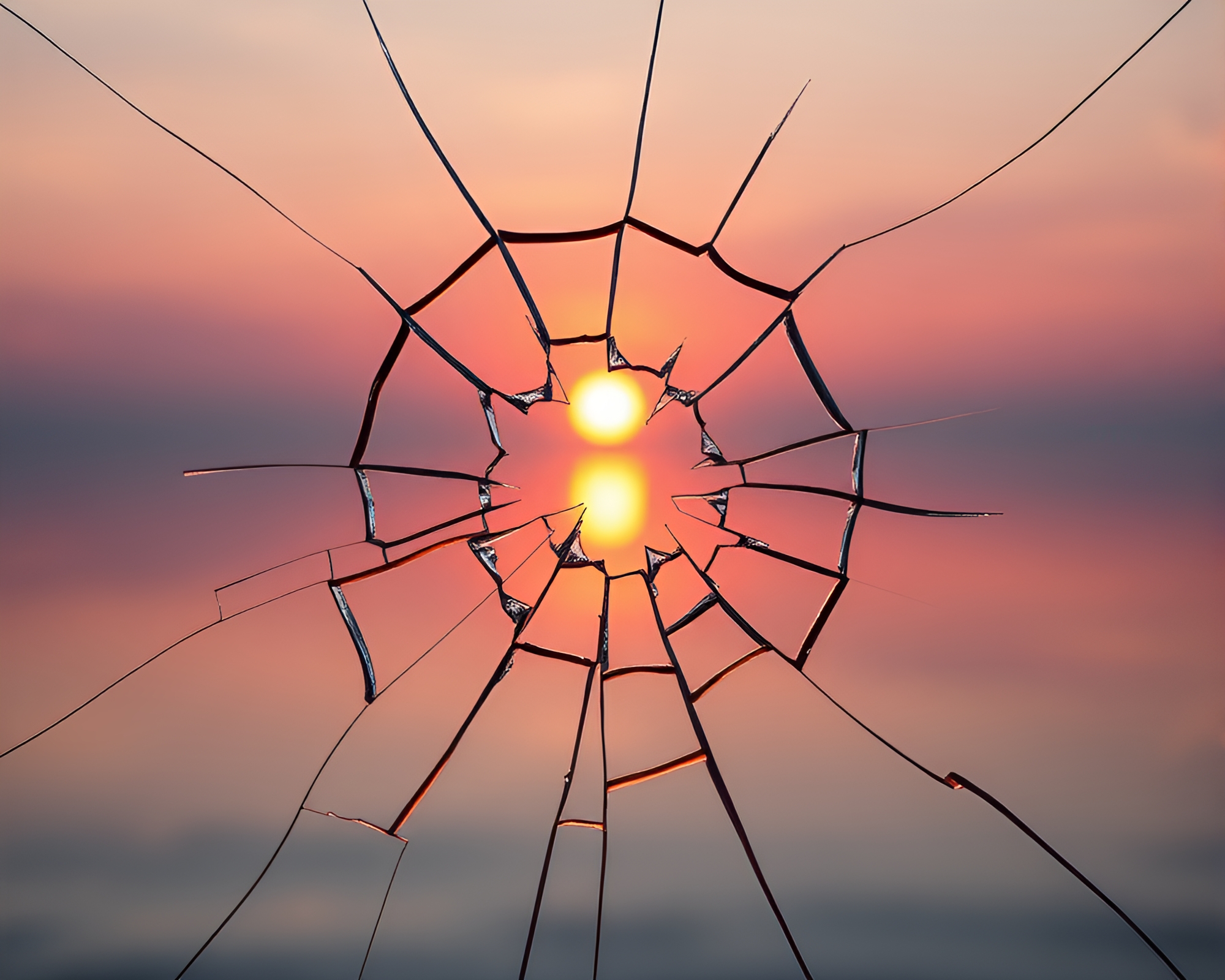 Leviathan Reflection Through Broken Glass at Dusk – free AI stock image