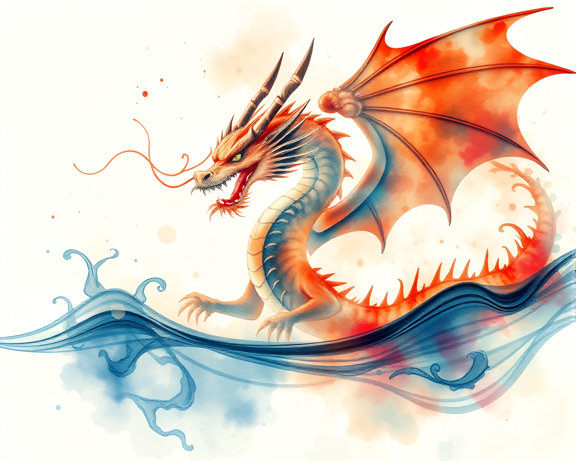 Celestial Dragon Amidst Water Distortion Mirage – free AI stock image