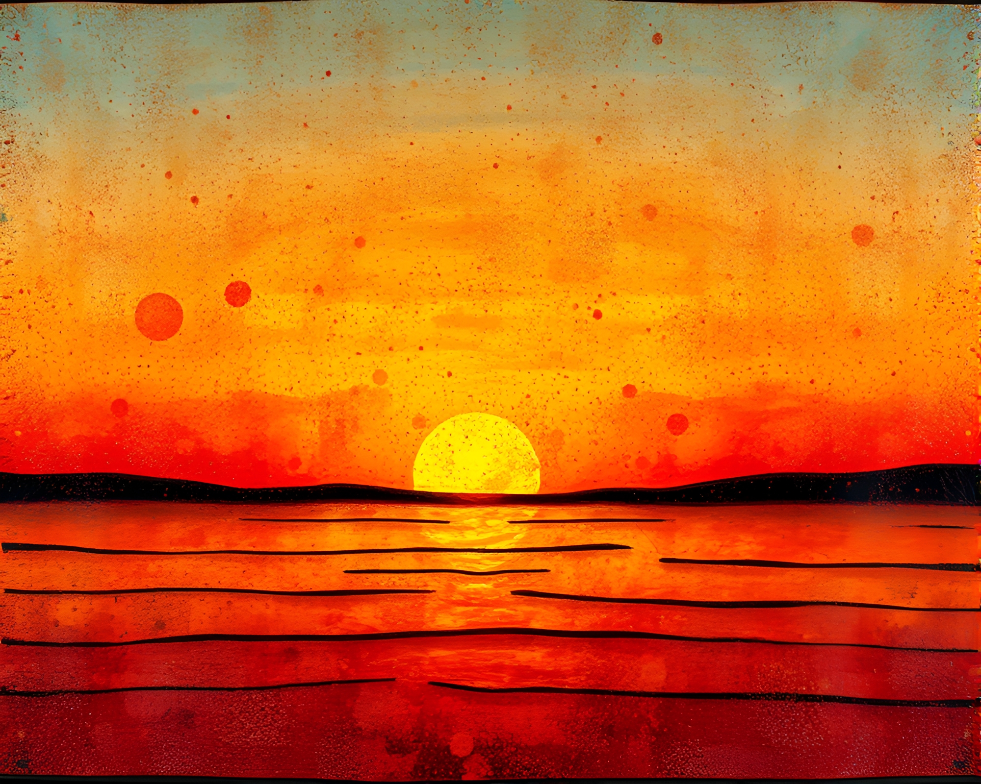 Stippled Murano Glass Sunset with Foil Stamping Details – free AI stock image