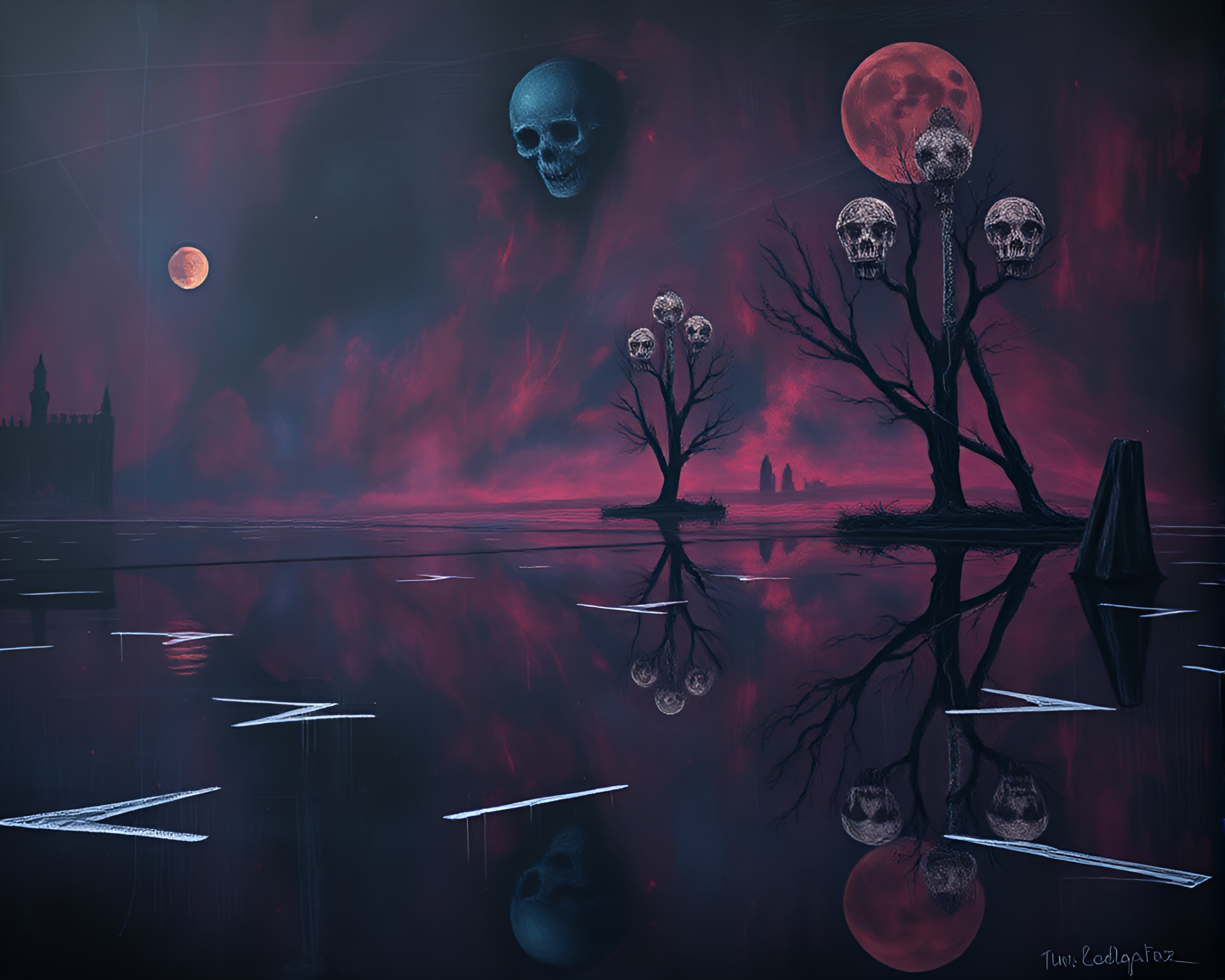 Cthulhu’s Reflection in Chalkboard Abyss – free AI stock image
