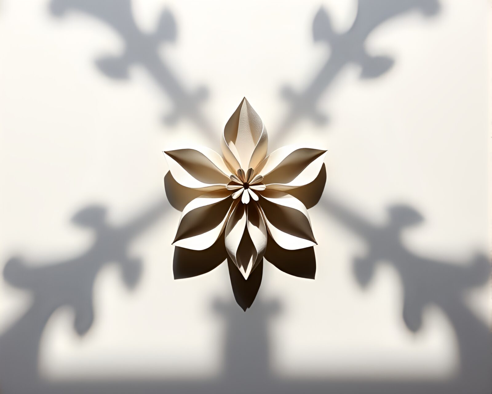 Matte finish 3D origami flower with stencil shadows