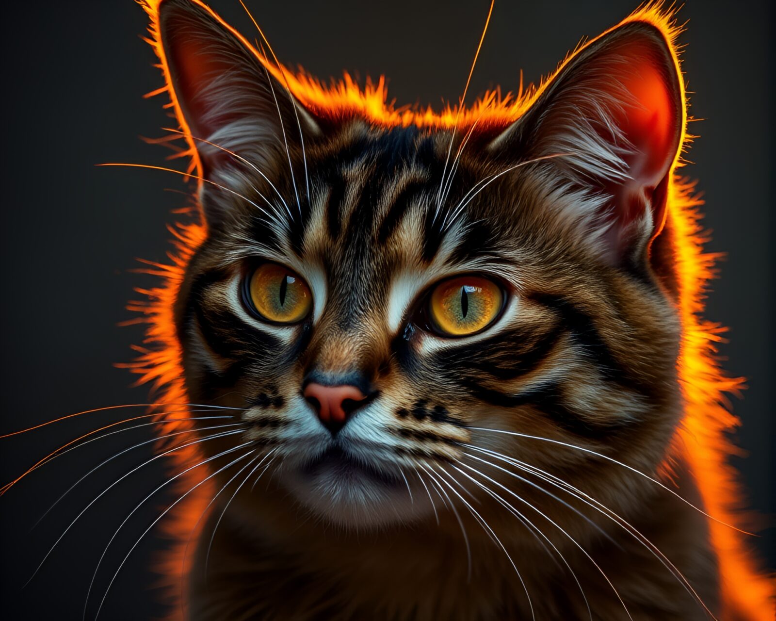 Mystical scene with golden highlights and surreal cat entity