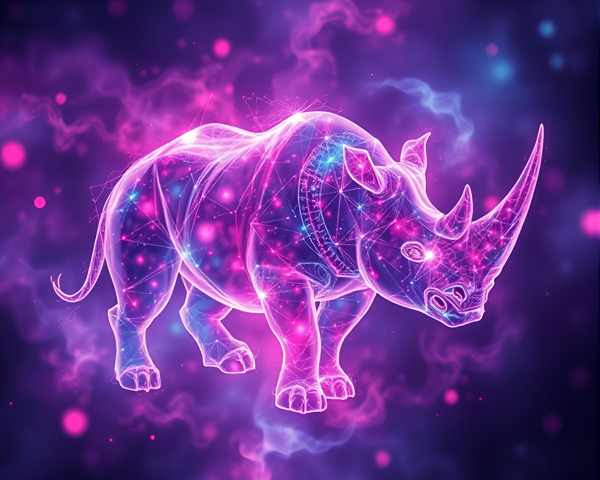 Fractal Glow Rhino Abstract Overlay Illustration – free AI stock image