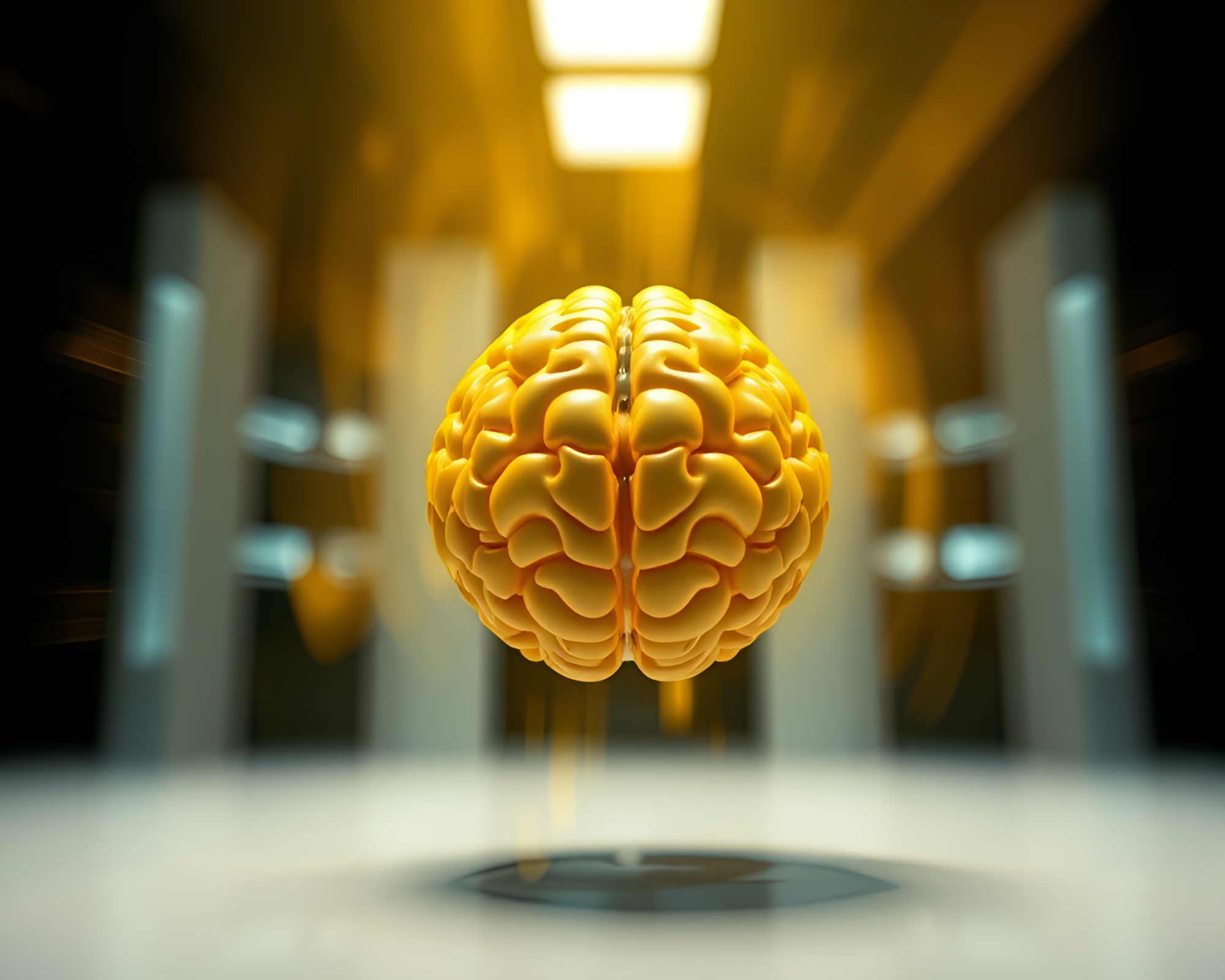 Pan Motion AI Brain Abstract Mustard Yellow – free AI stock image