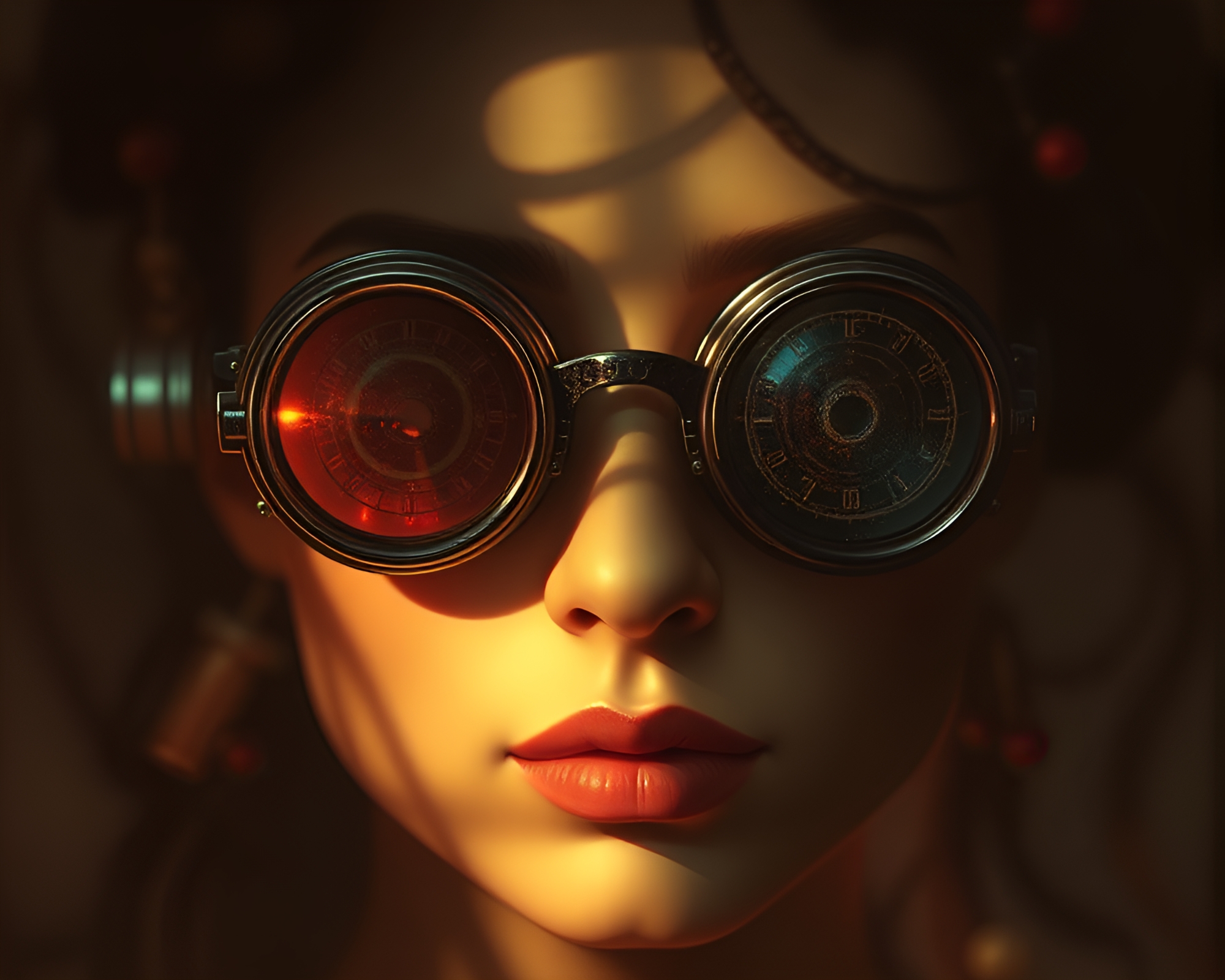 Steampunk Goggles in Pixelated Shadow Play – free AI stock image
