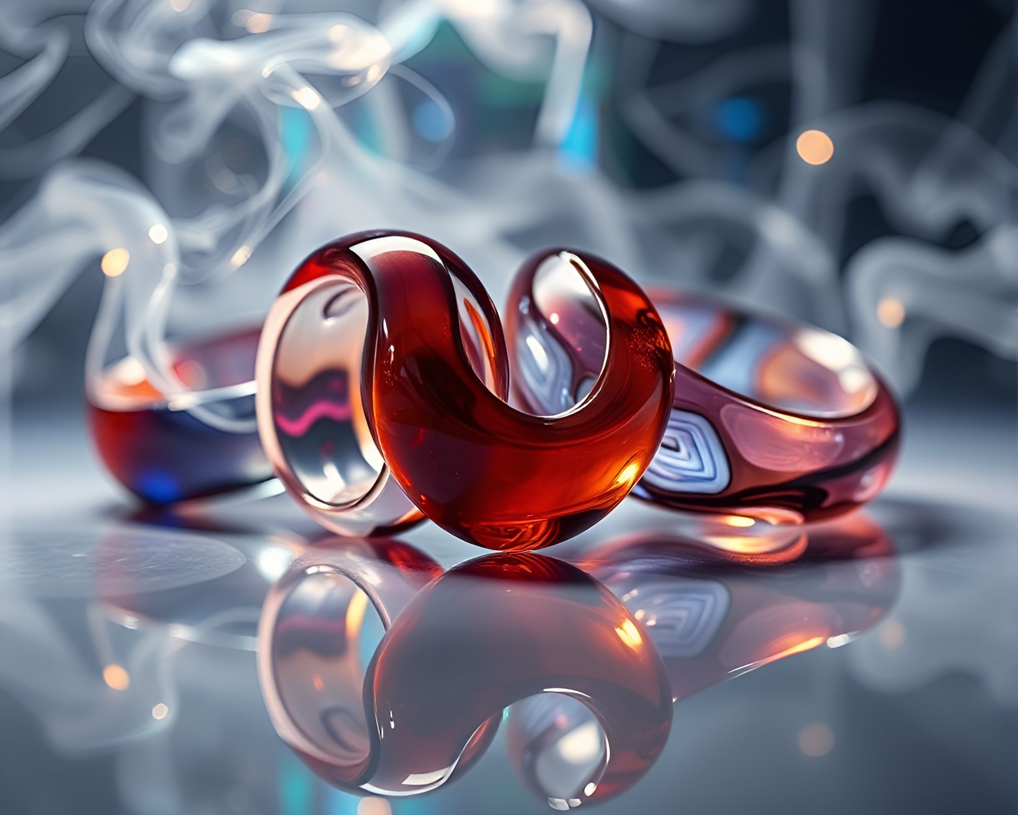 Ethereal Murano Glass Smoke Rings – free AI stock image