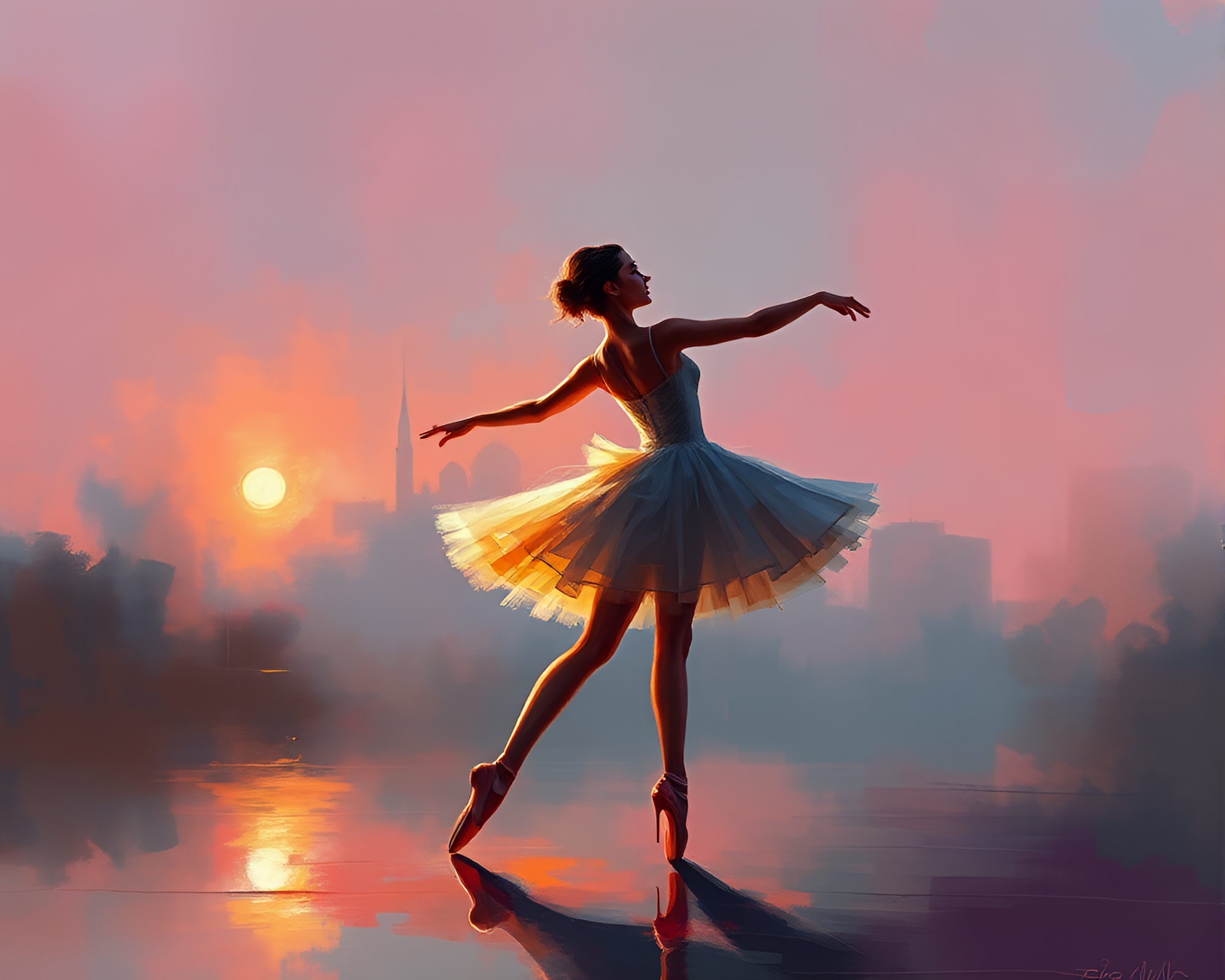 Ballet dancer in expressionist street art masterpiece – free AI stock image