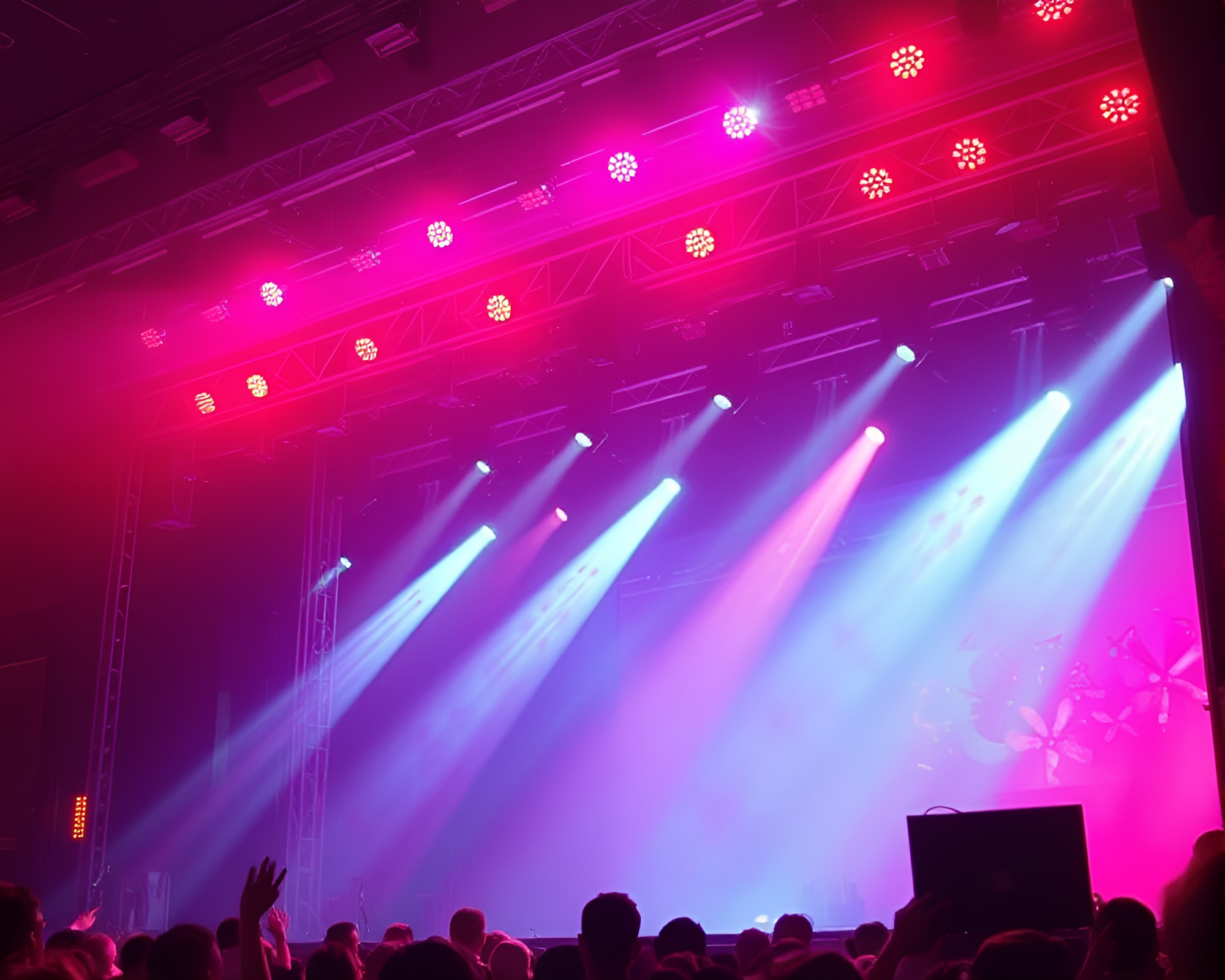Synthwave Hot Spring Concert Stage Lights Art – free AI stock image