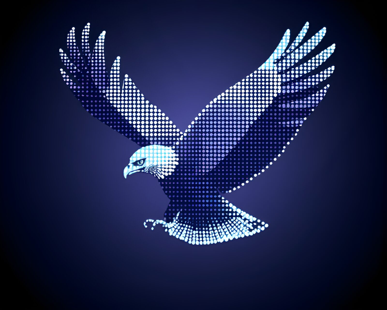 Ethereal eagle soaring through mesmerizing space gradient dots