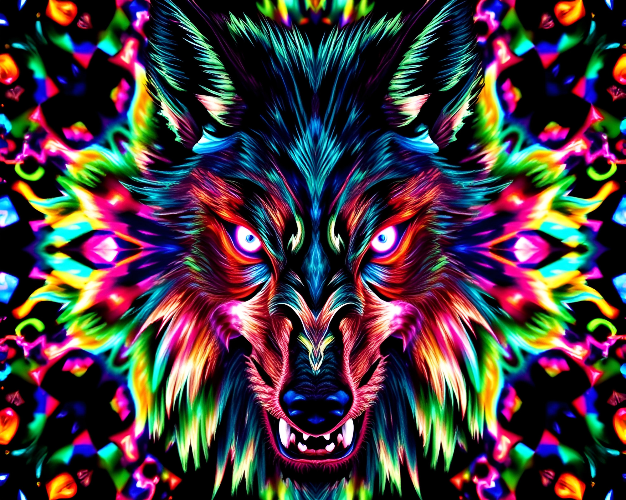 Werewolf in Mosaic Hologram Specks – free AI stock image