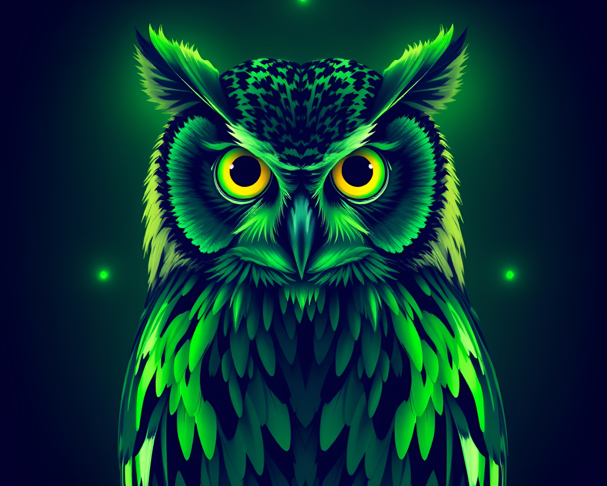 Emerald Owl in Algorithmic Art Composition – free AI stock image