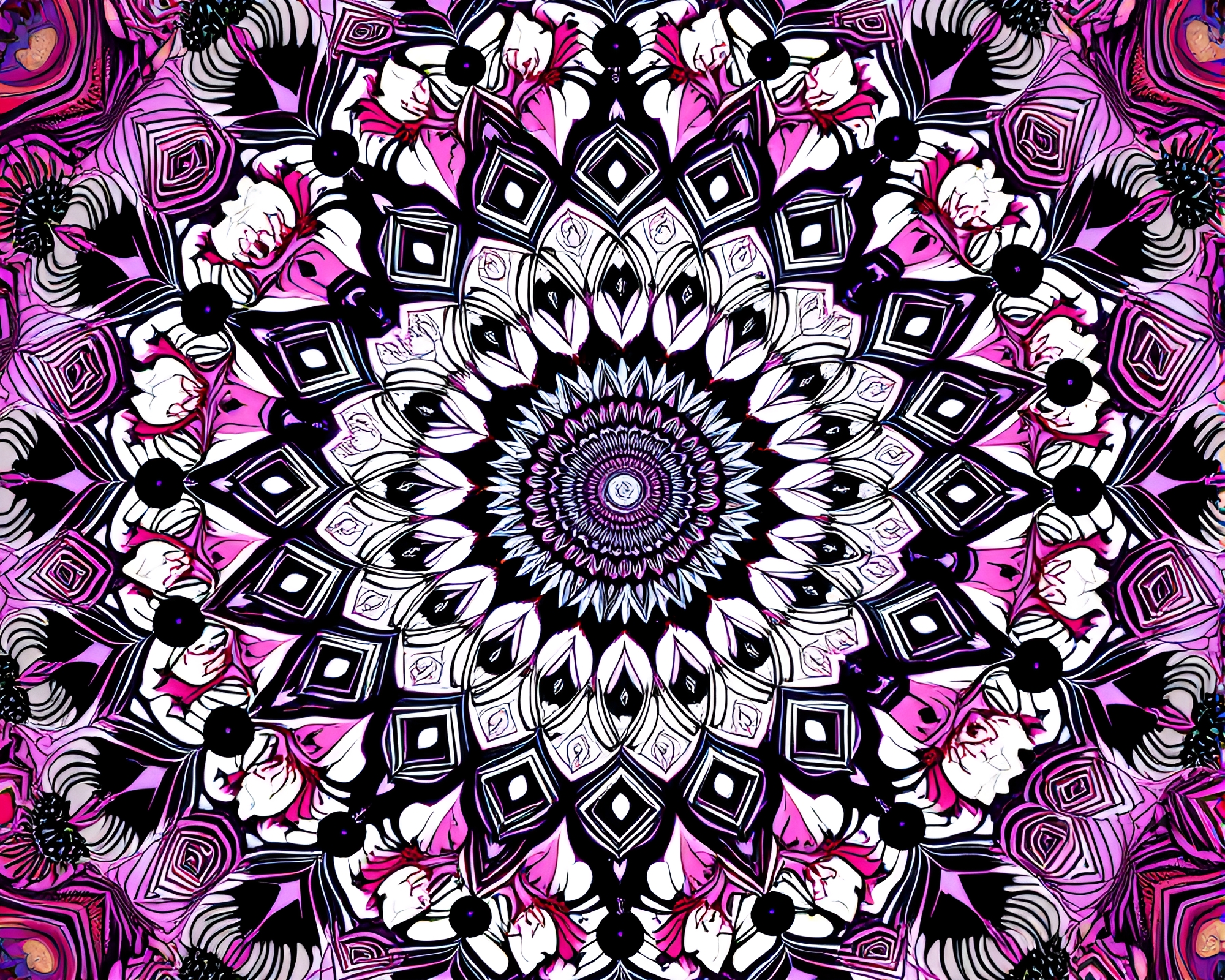 Fisheye Mandala Burst: High Saturation Toon Delight – free AI stock image