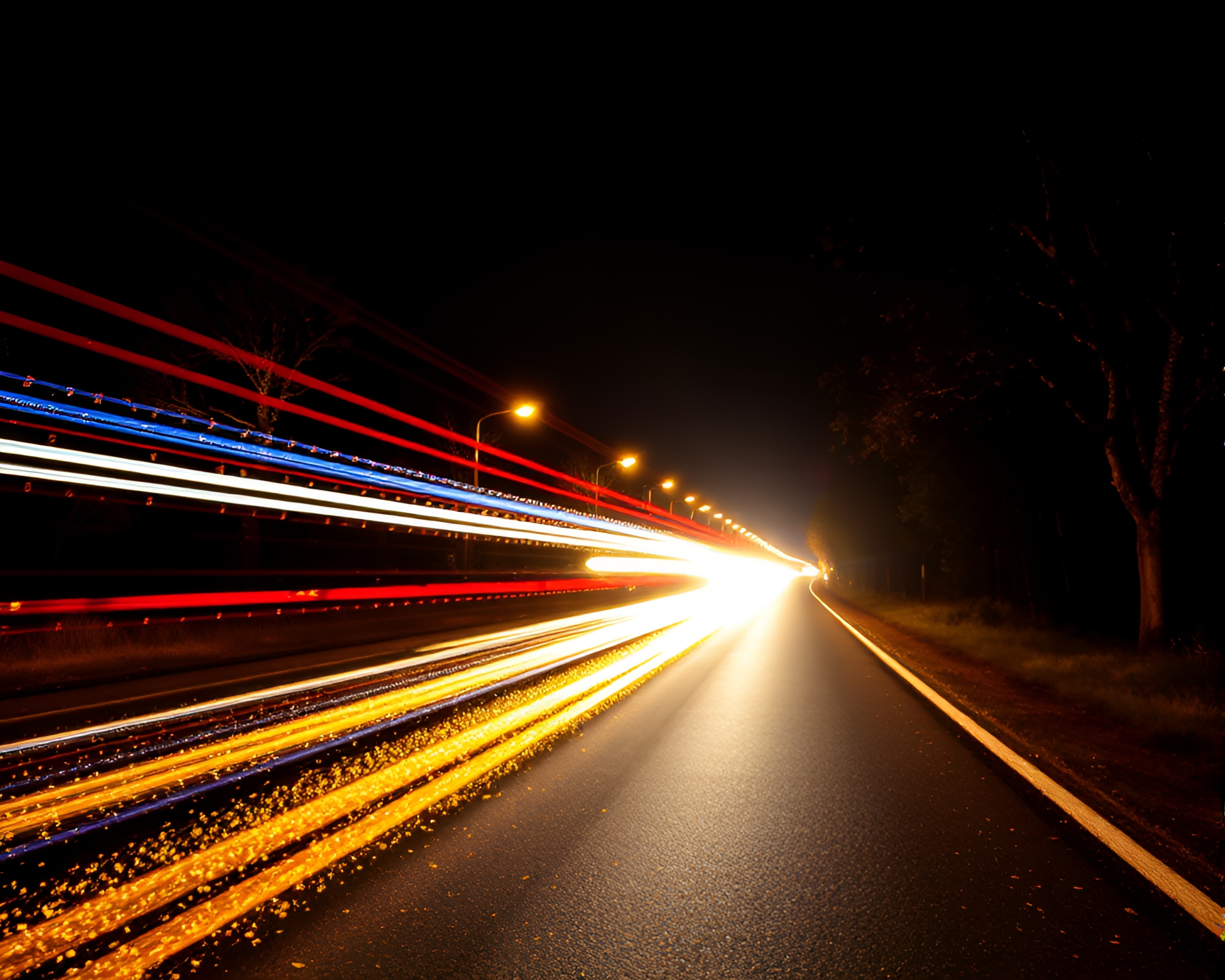 Vibrant Fractal Car Light Trails Mosaic Pattern – free AI stock image