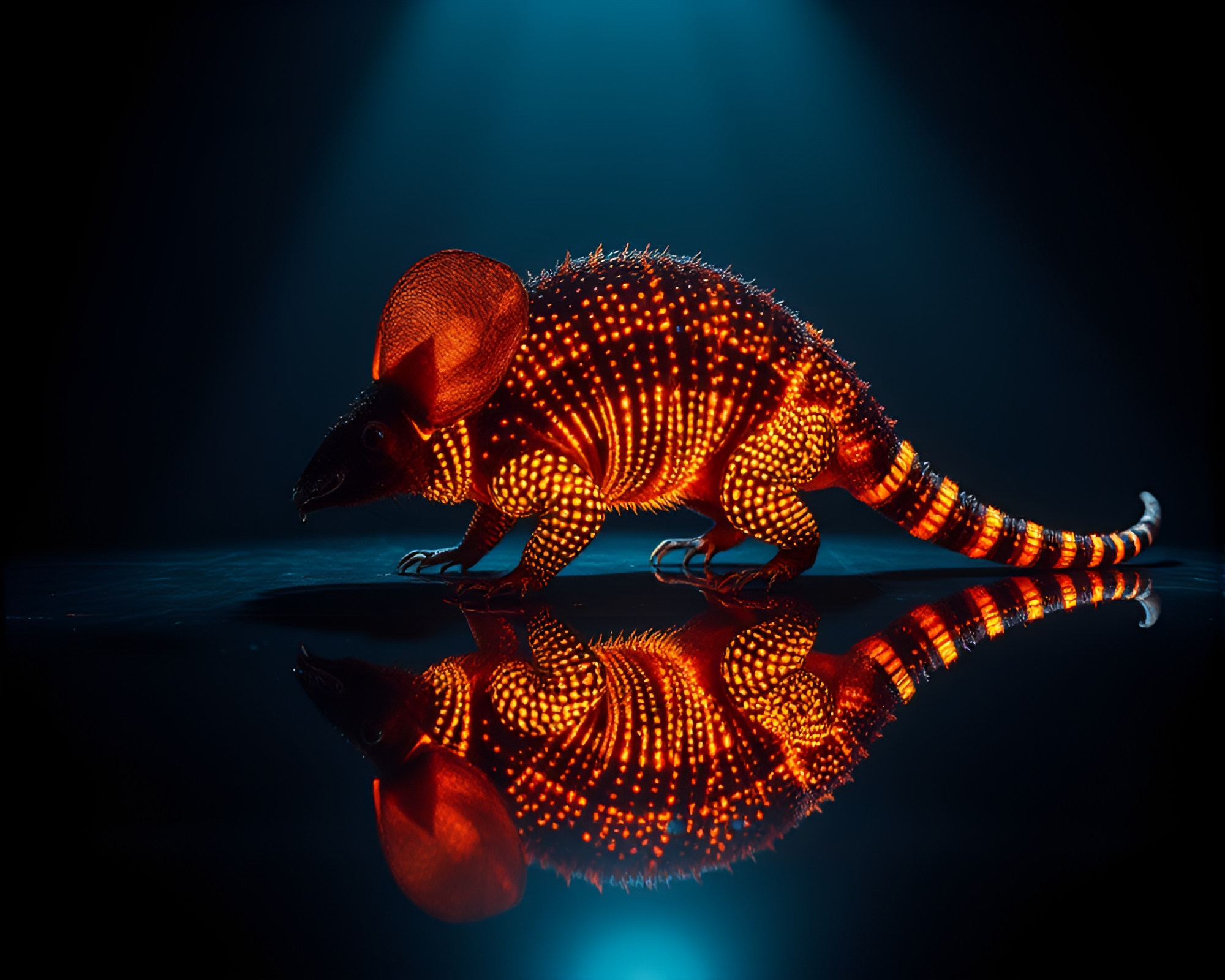 Digital Glitch Armadillo Theatre Reflections – free AI stock image