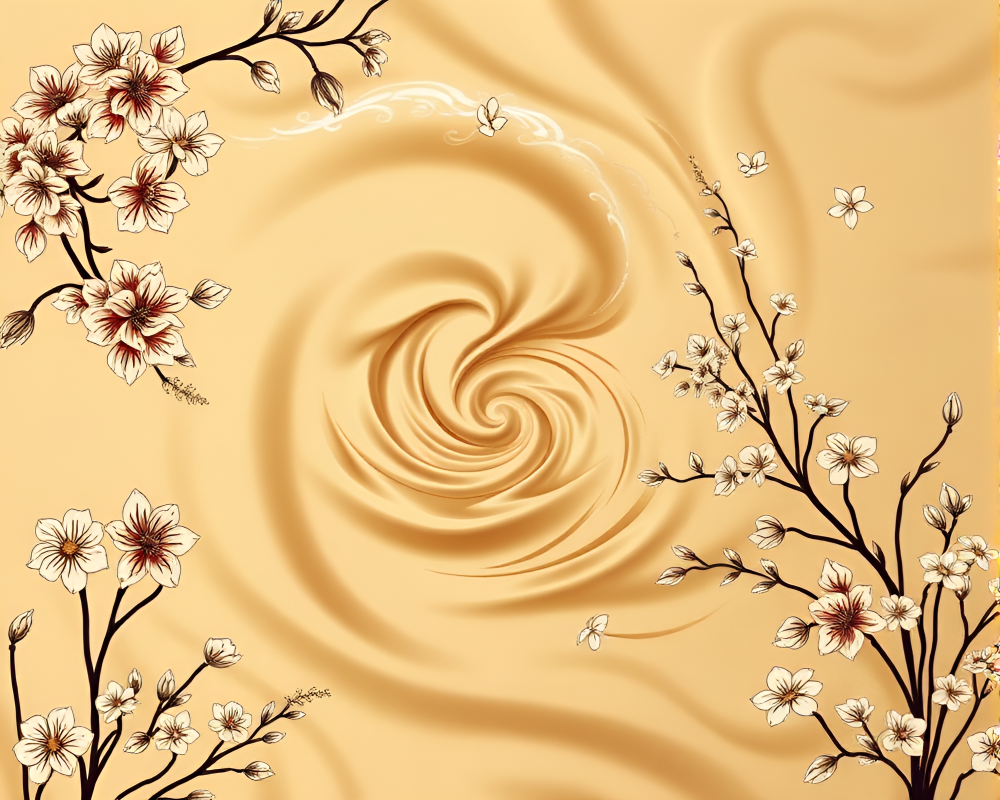Enigmatic Whirl in Sepia: Botanical Silk Vortex – free AI stock image