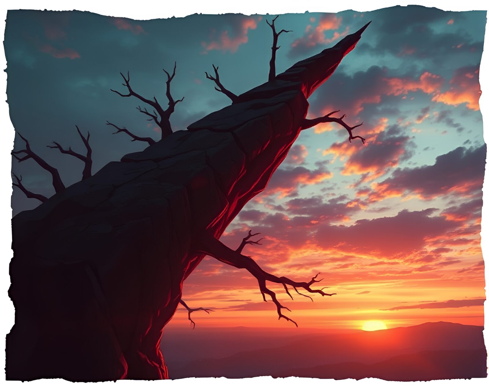 Illustration of a torn edge cello in misty morning