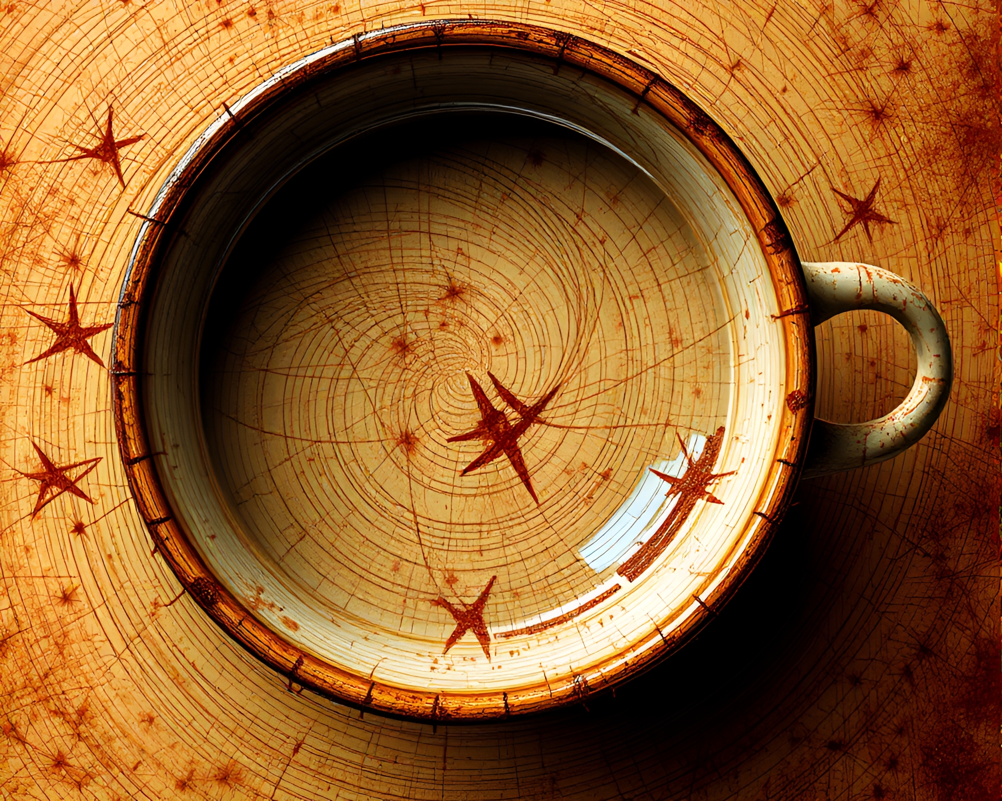 Coffee Cup Fractal Art in Copper Tones – free AI stock image
