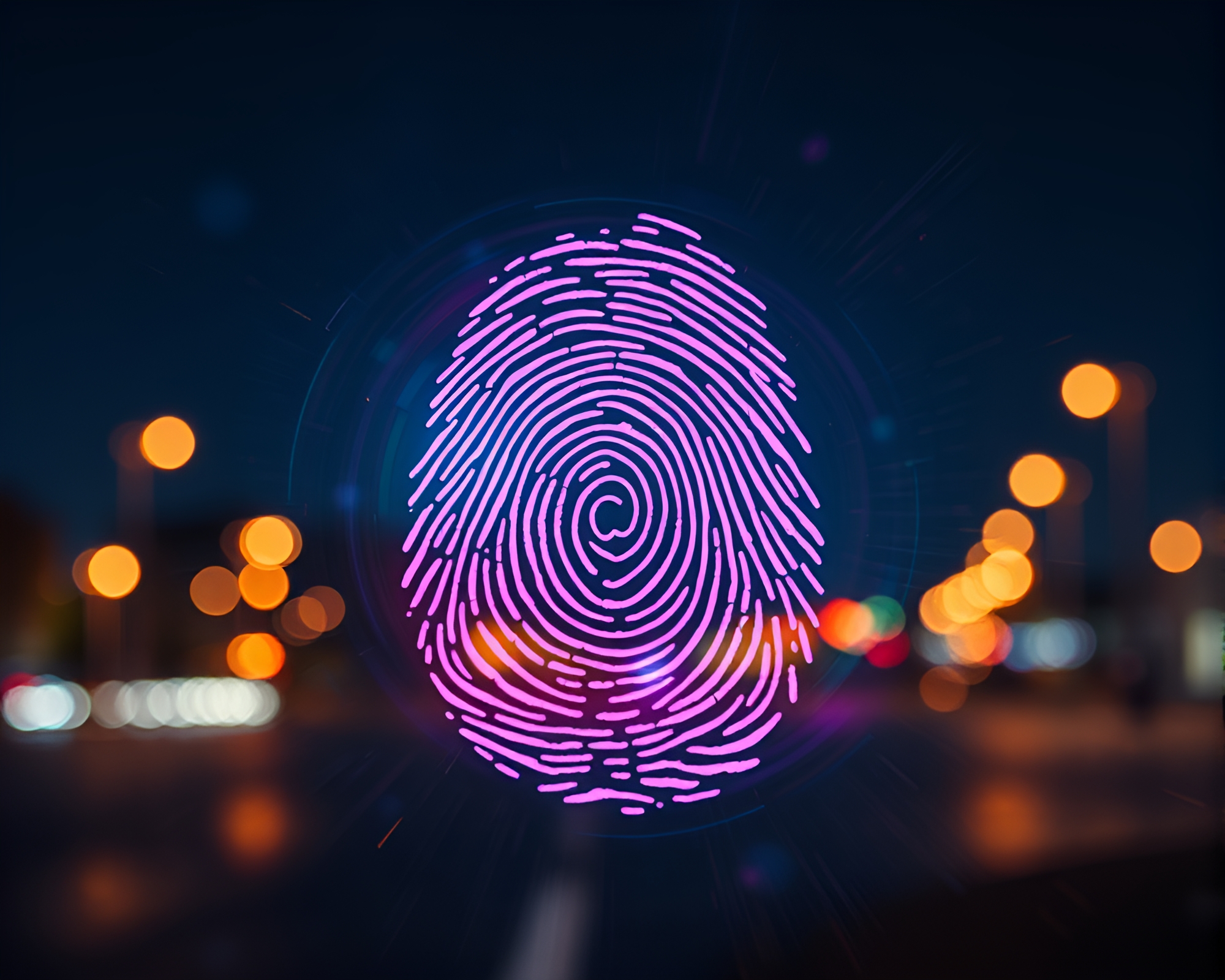 Fingerprint swirls in vivid augmented reality glow – free AI stock image