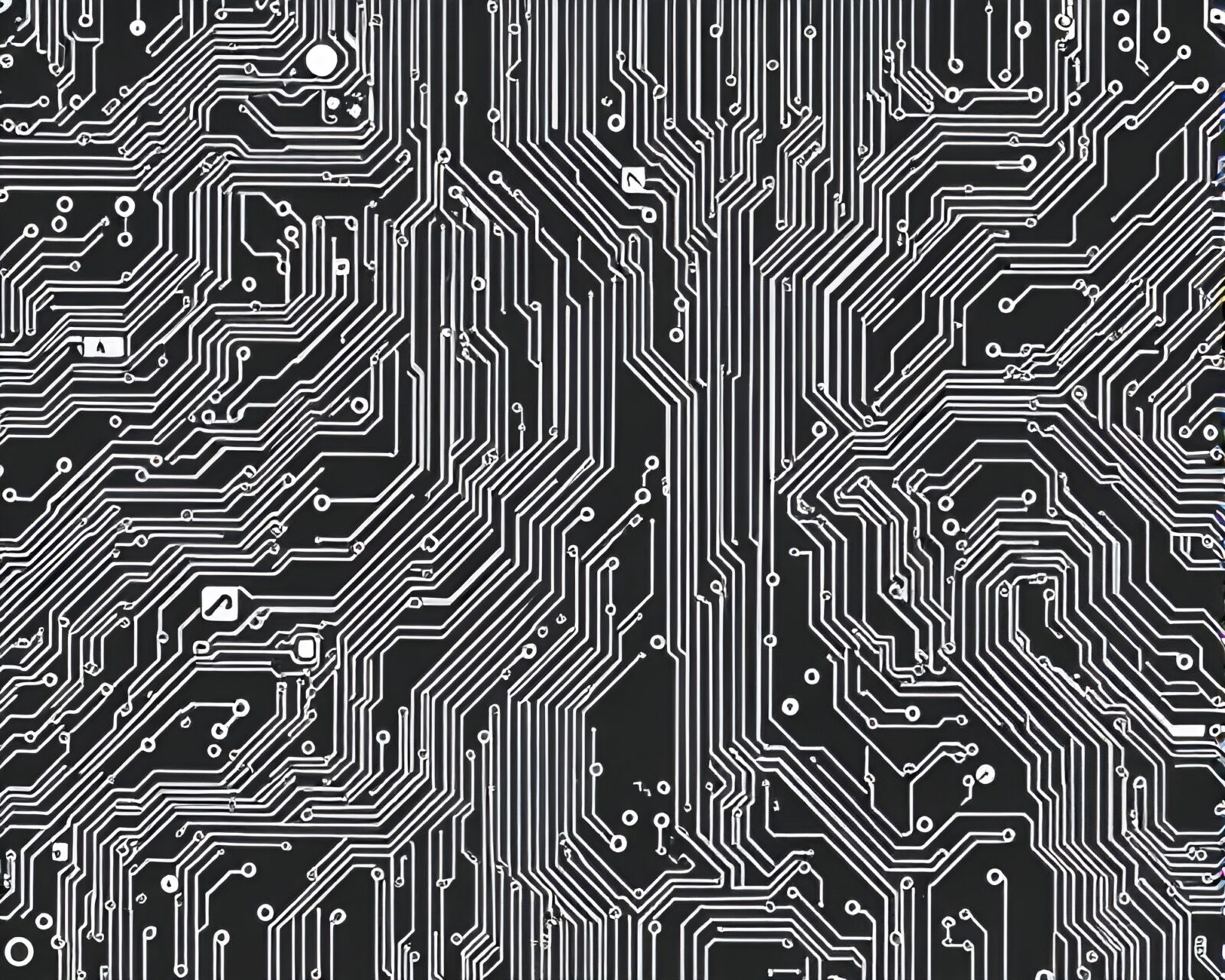 Dark necromantic vector art circuit board with crosshatching