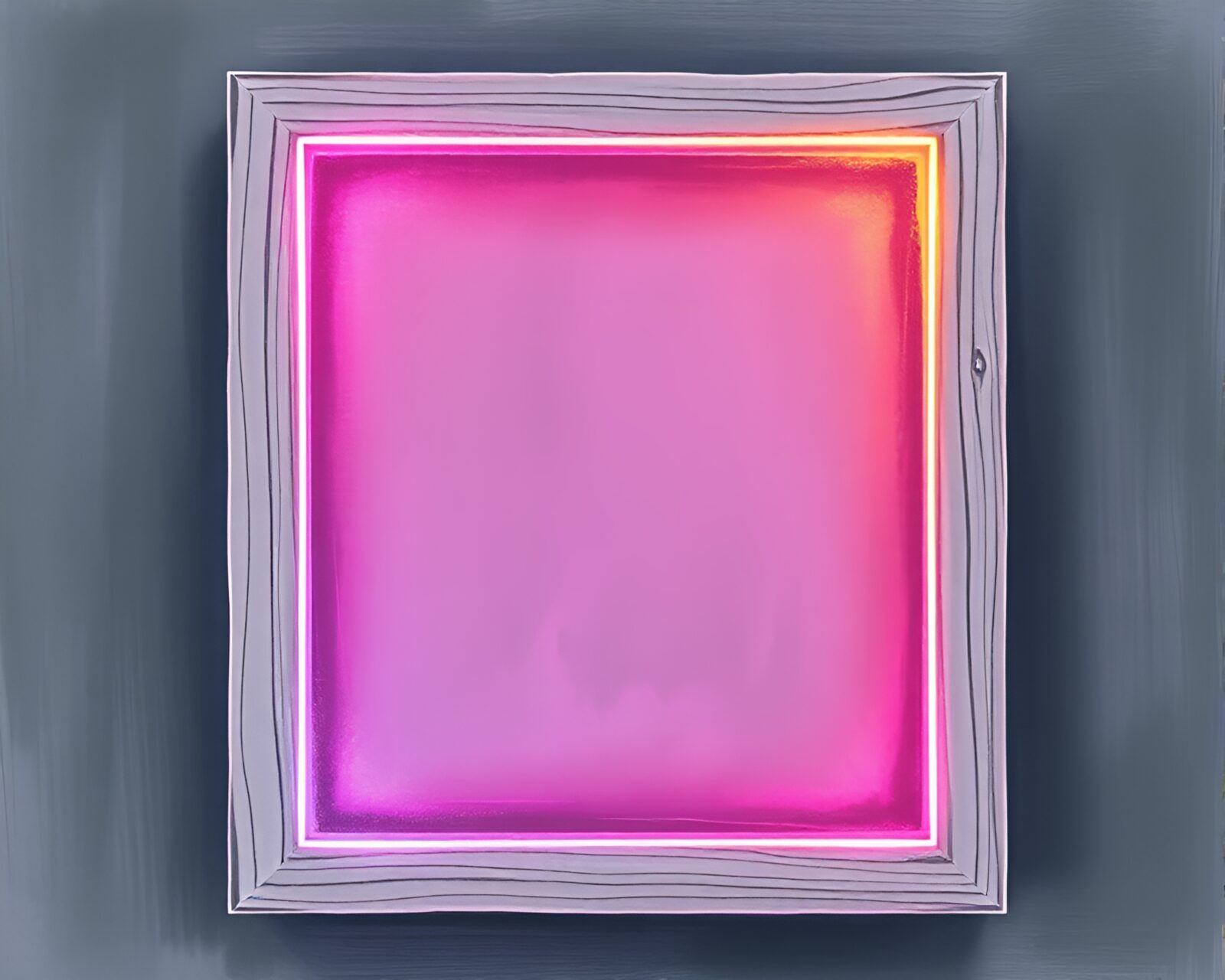 Dreamy pastel neon lamp surrounded by natural frame