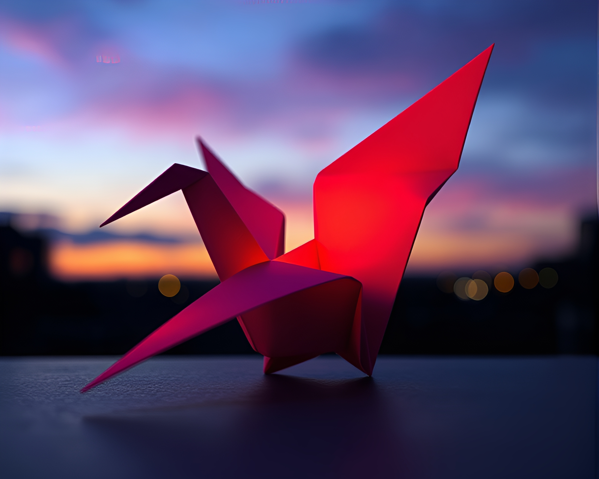 Origami Crane in Twilight Vector Art Composition – free AI stock image