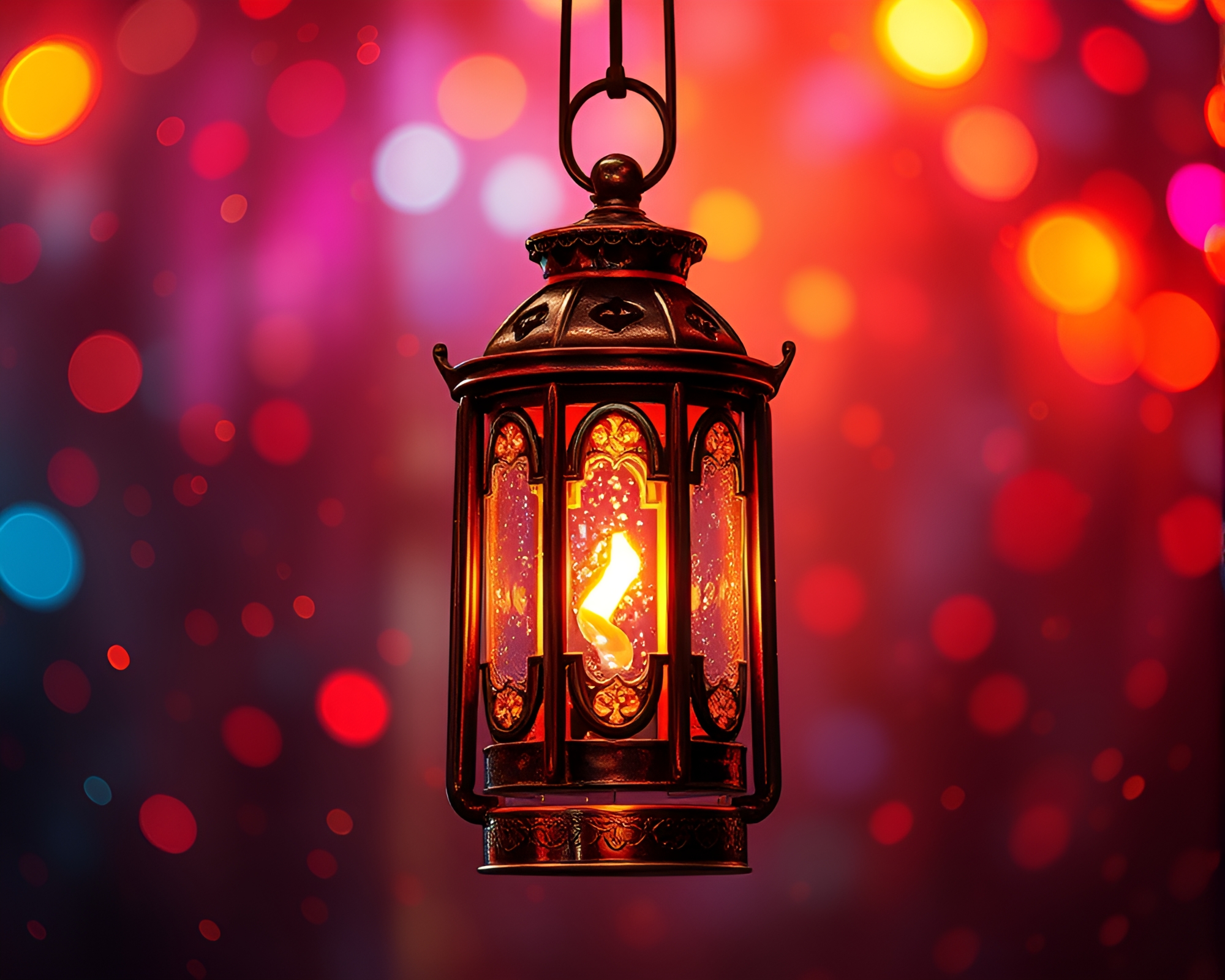 Digital Noise meets Oil Lantern in Stained Glass Fantasy – free AI stock image