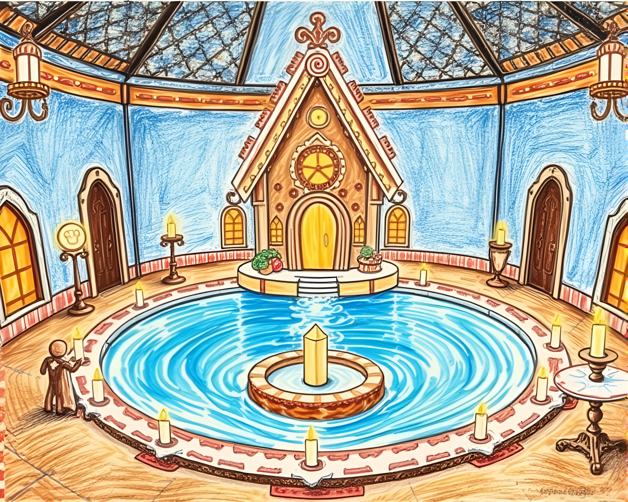 Gingerbread Palace Throne Room Underwater Whirlpool – free AI stock image