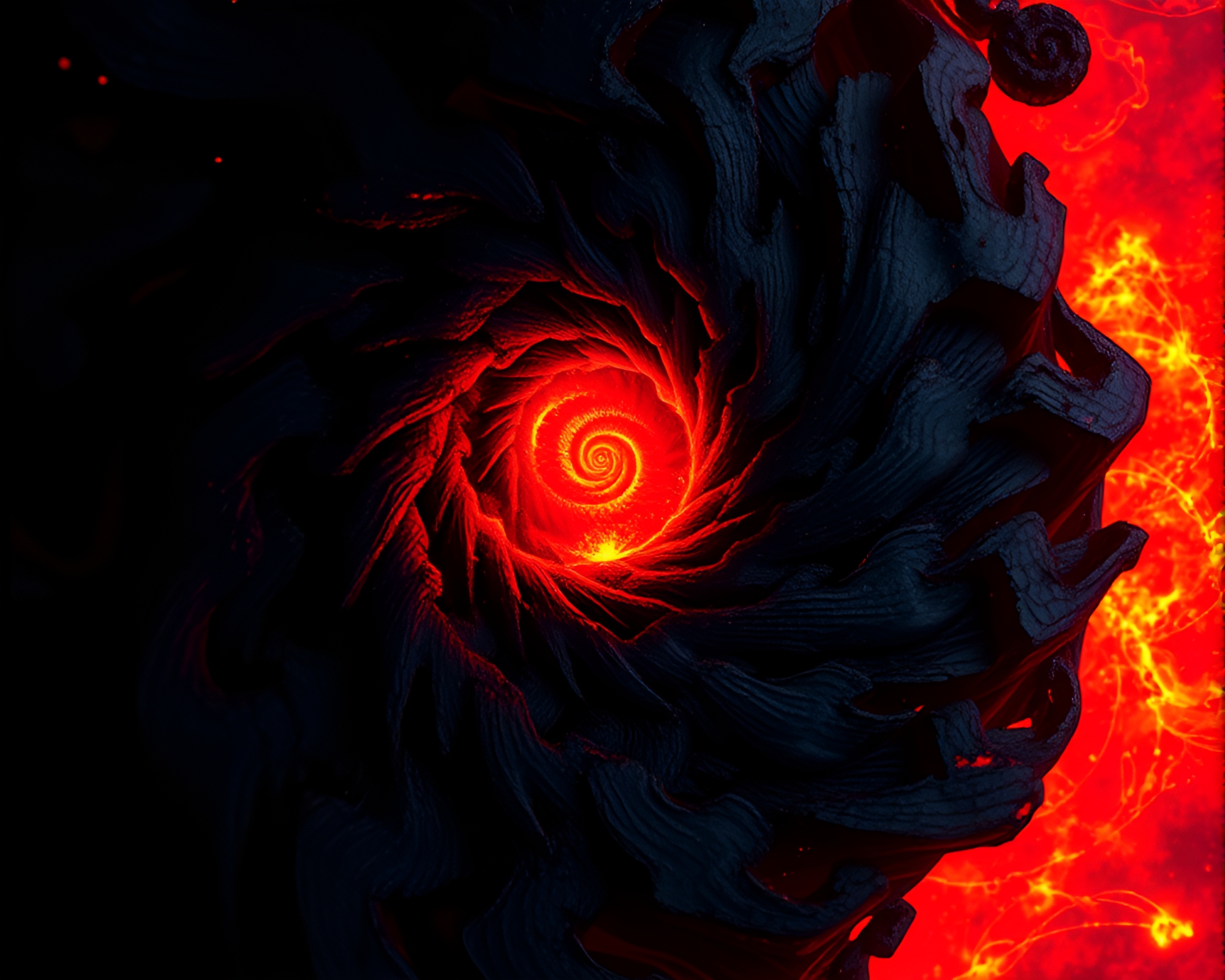Basilisk Emerging from Fibonacci Spiral in Volcanic Glow – free AI stock image