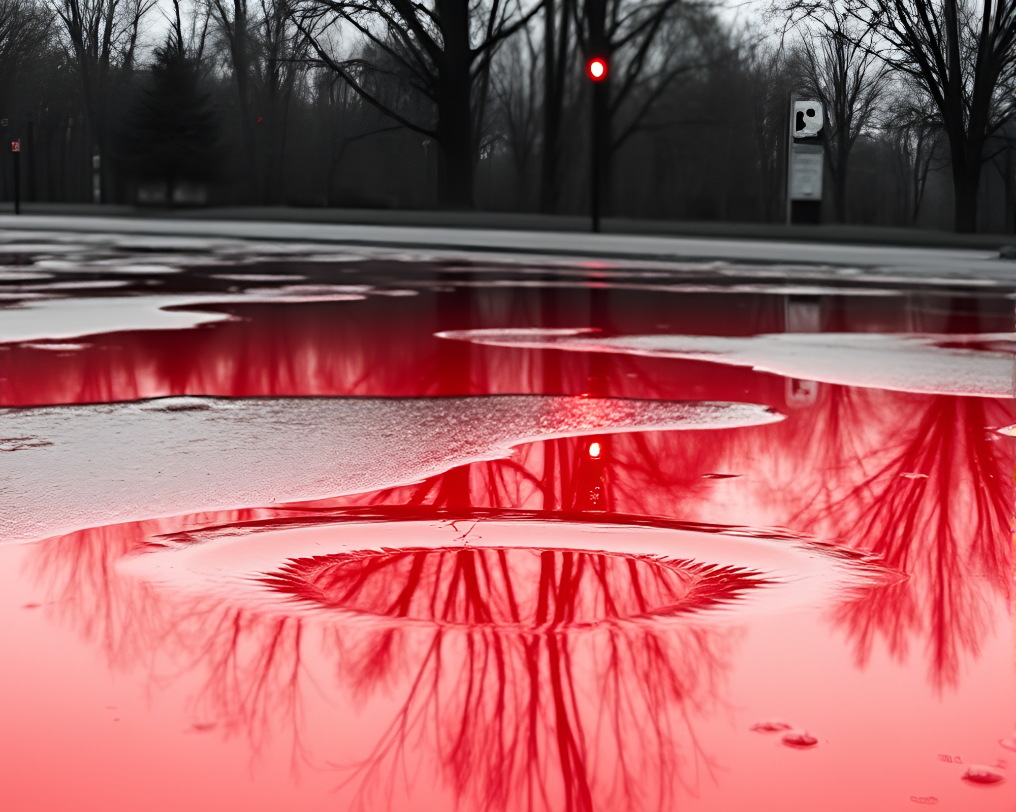 Maximalist Shield Reflection in Monochrome Red – free AI stock image