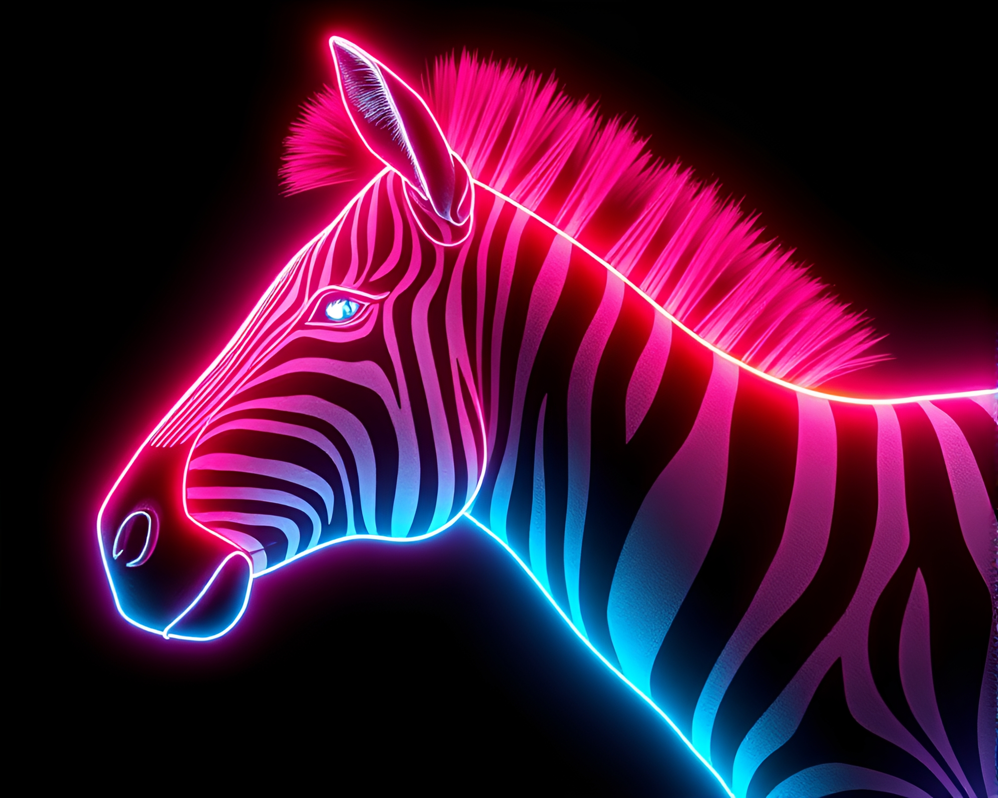 Neon Zebra in Geometric Abstraction – free AI stock image