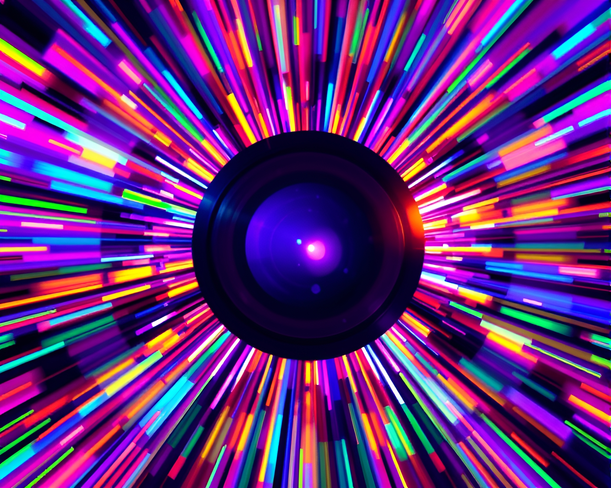 Ultraviolet Fractal Lens Sunburst in Glitch Spectrum – free AI stock image