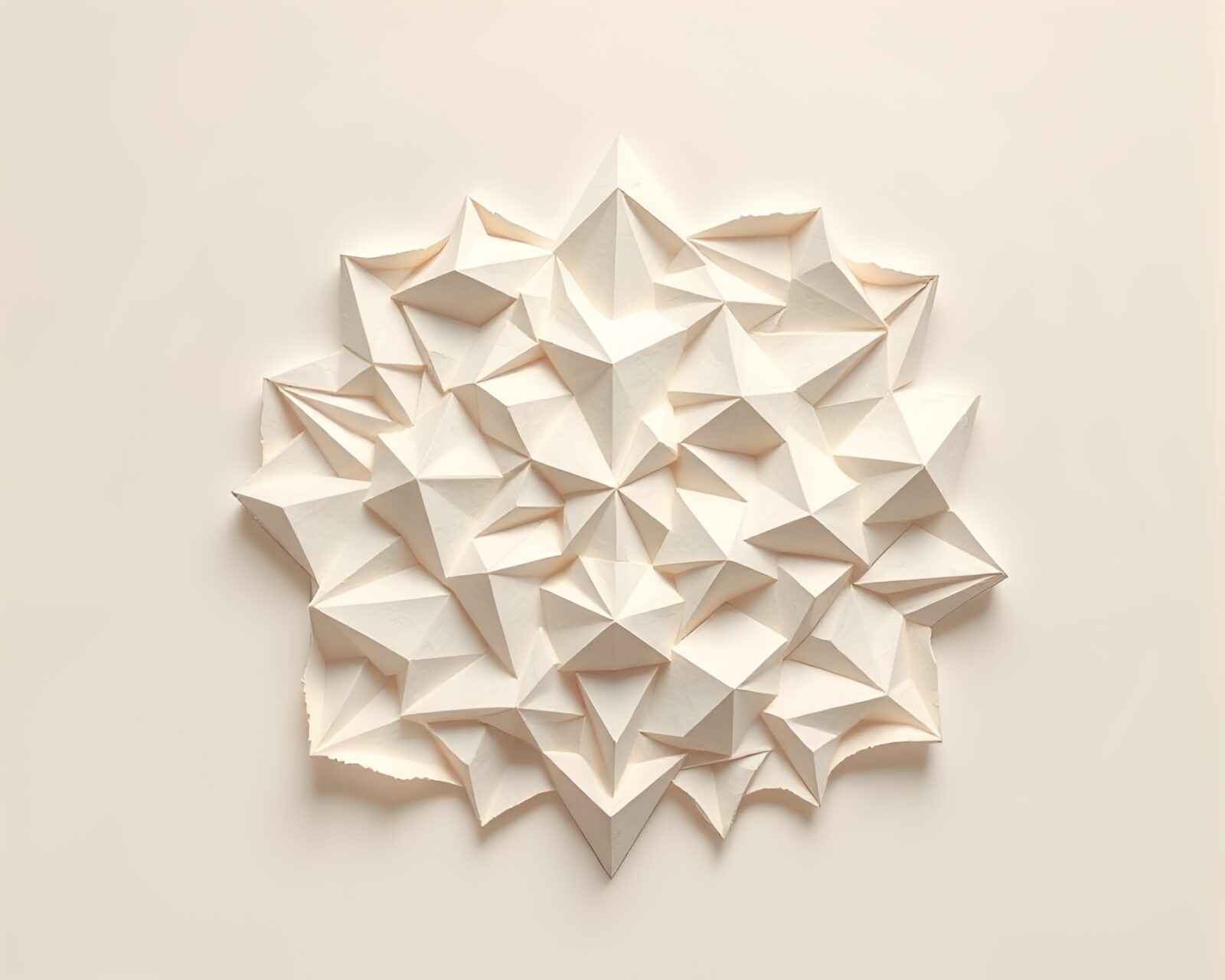 An abstract and warm off-white 3D render with tessellated patterns