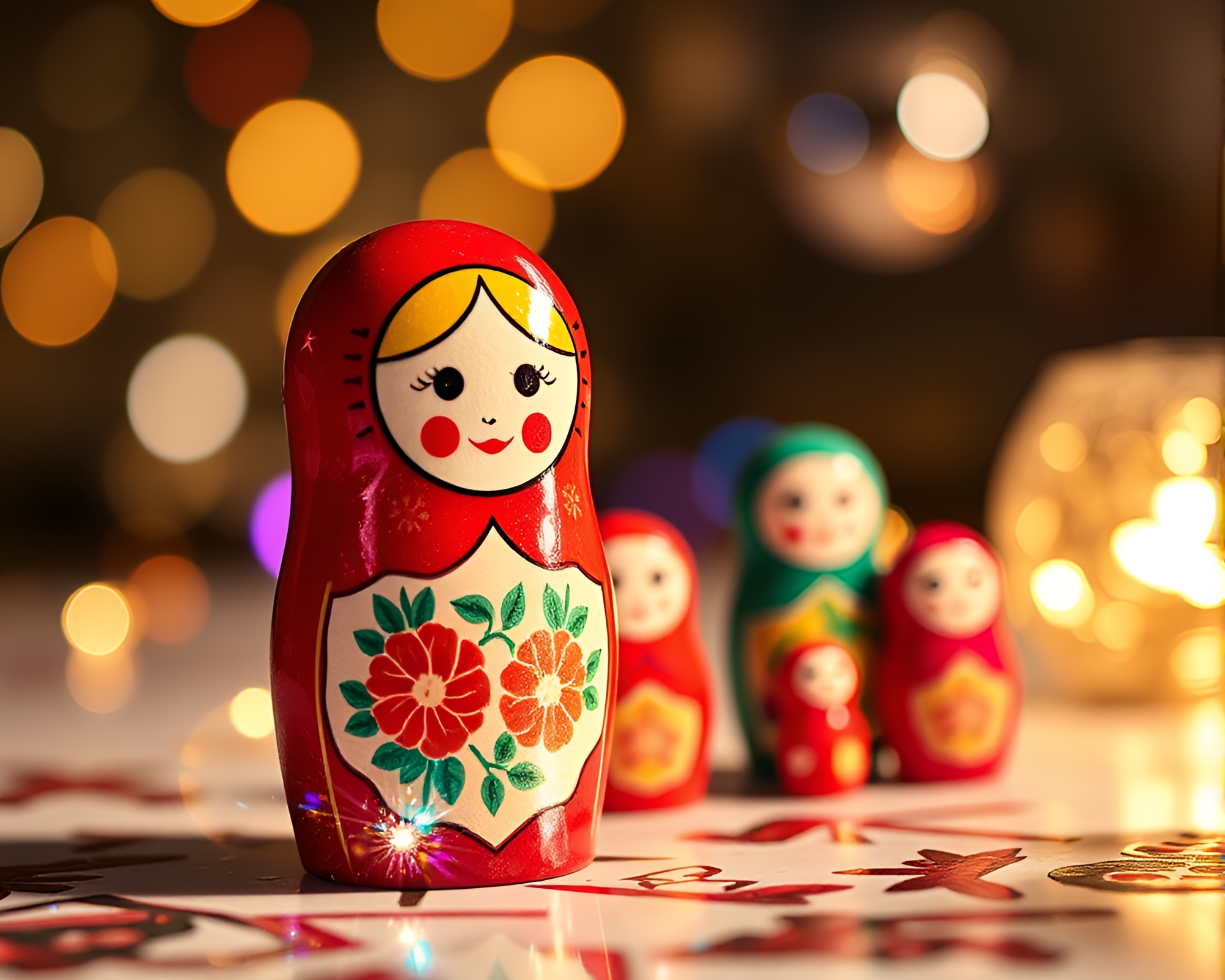 Matryoshka Disco Ball Cutout Collage Composition – free AI stock image