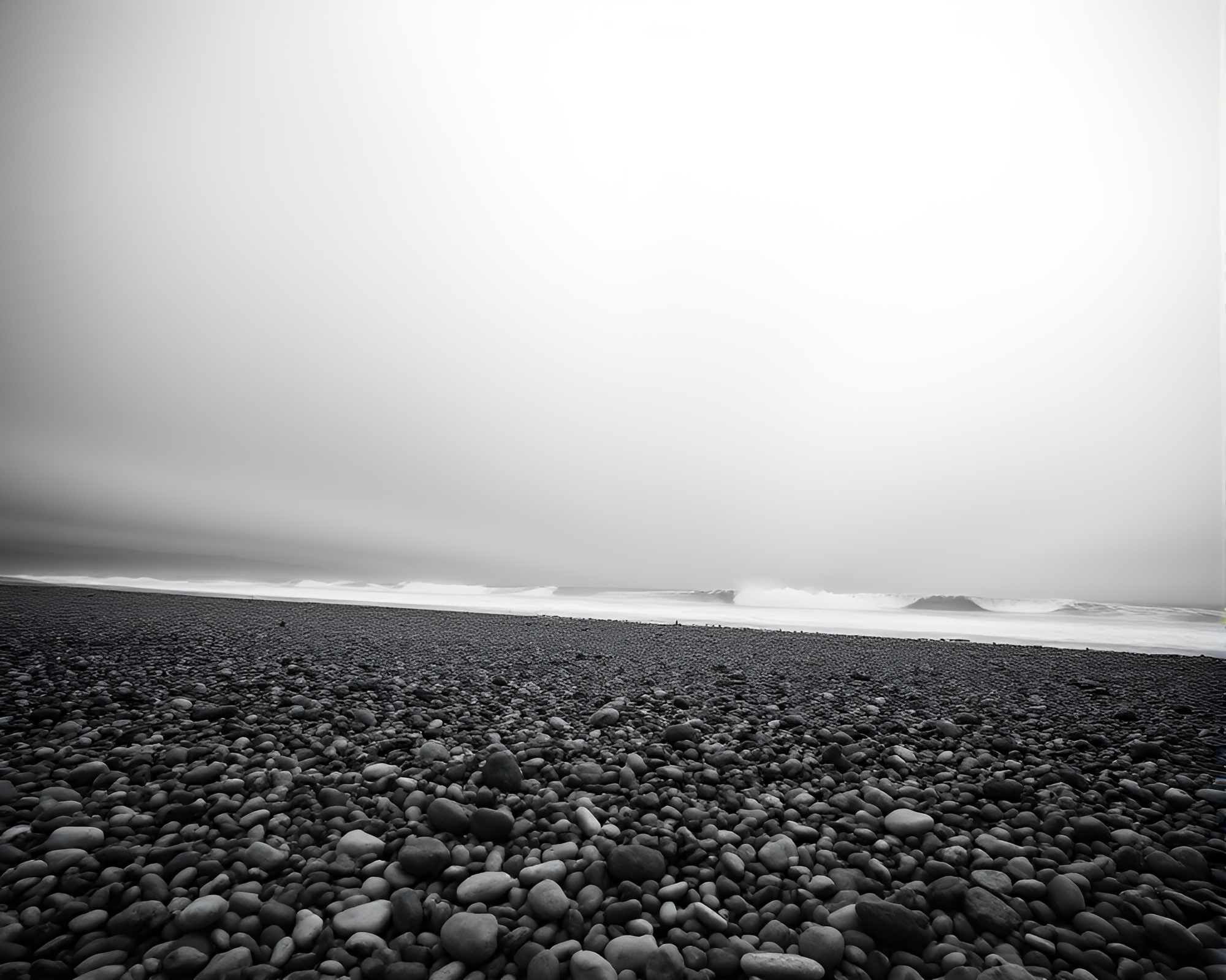 Surreal Negative Space: Pebble Beach Under Moonlight – free AI stock image