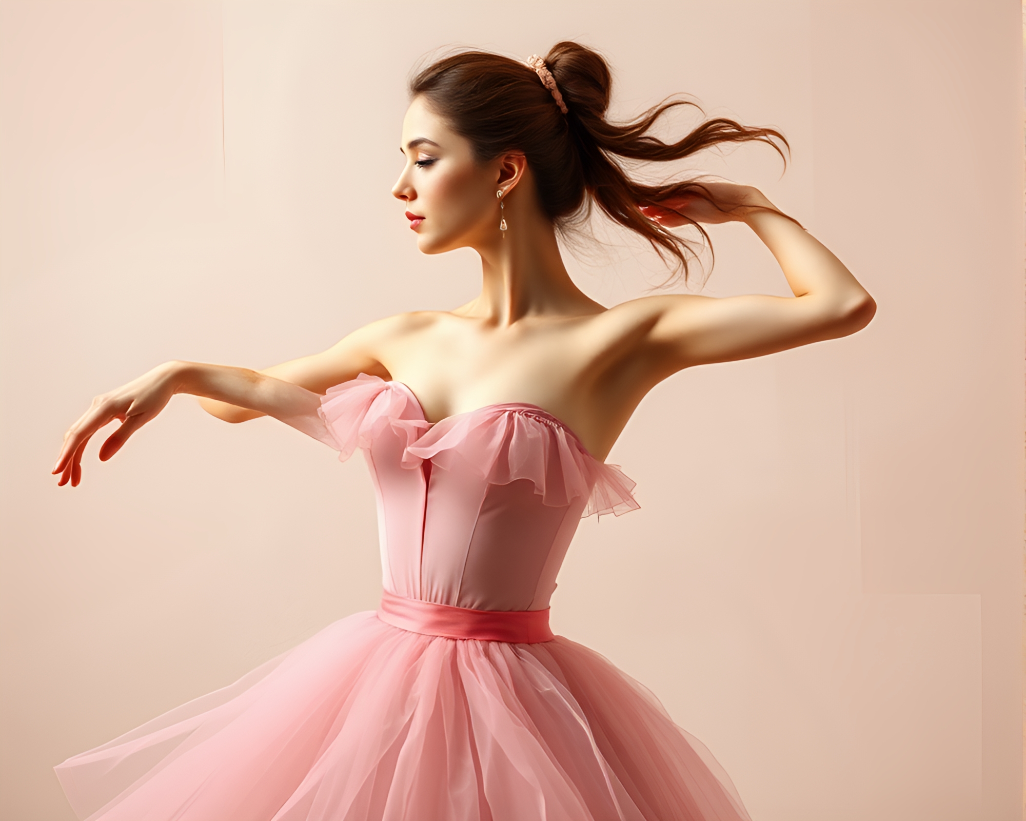 Cubist Ballet Dancer in Blush Pink Artistic Medium Shot – free AI stock image