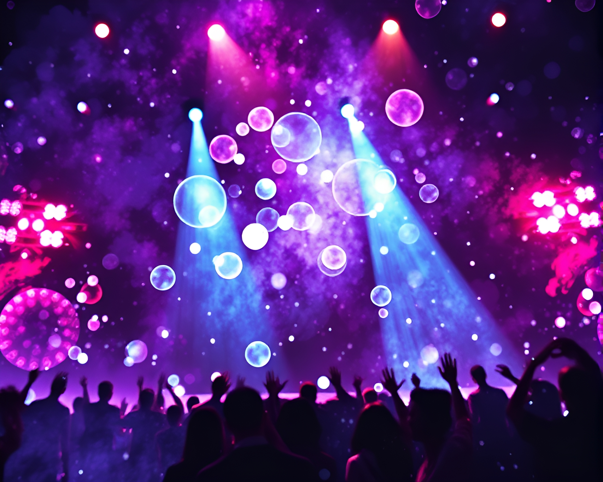 Bubble Cluster Glitch Concert Ink Wash Composition – free AI stock image