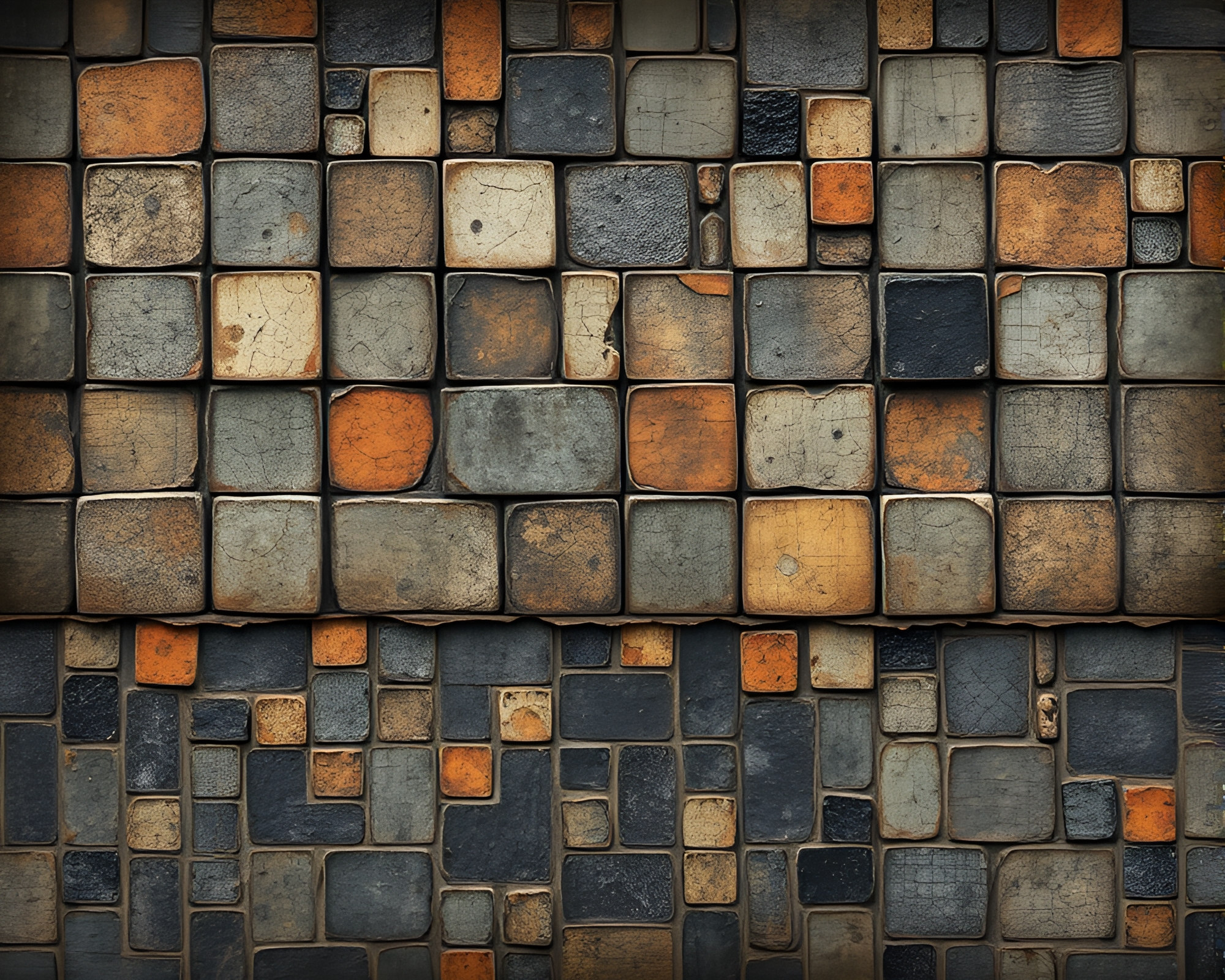 Steampunk Pottery Mosaic Illustration with Volcanic Ash Tint – free AI stock image