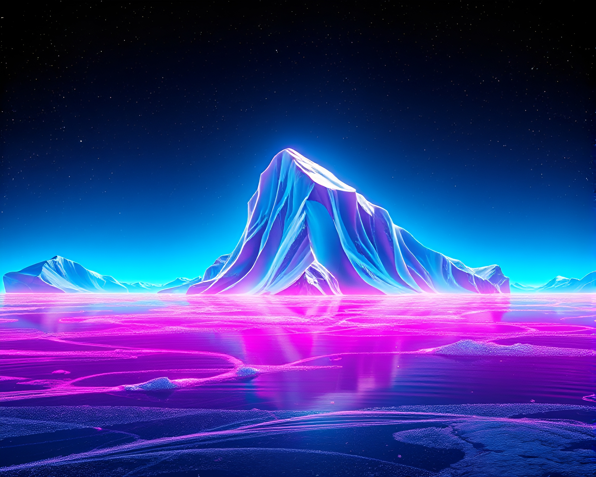 Neon Arctic Iceberg Negative Space Composition – free AI stock image
