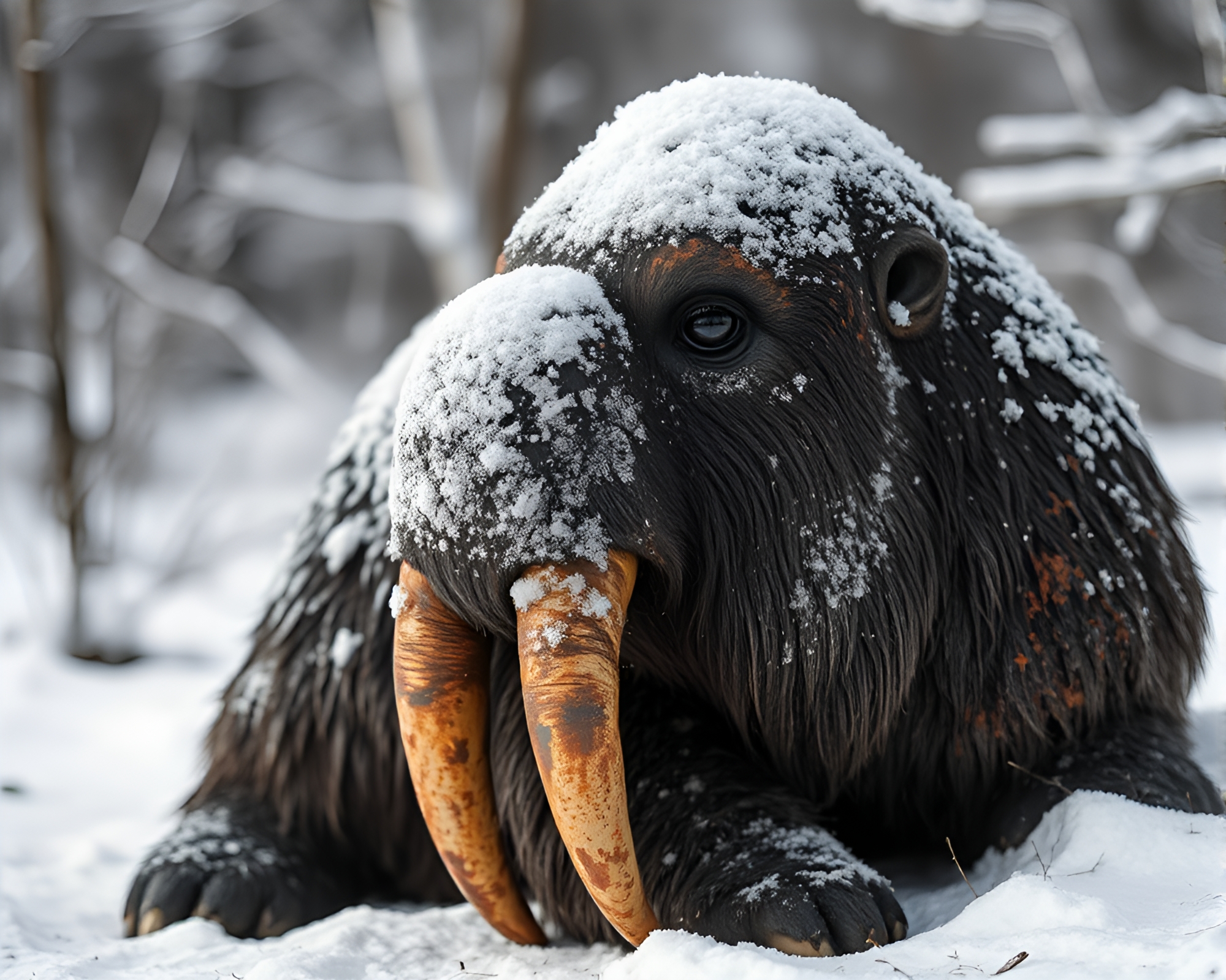 Snow-Kissed Walrus in Rust Patina – free AI stock image